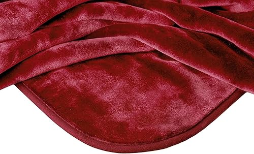 SOLARON Queen Size 78" x 94" Manta de visón coreano sólido Borgoña