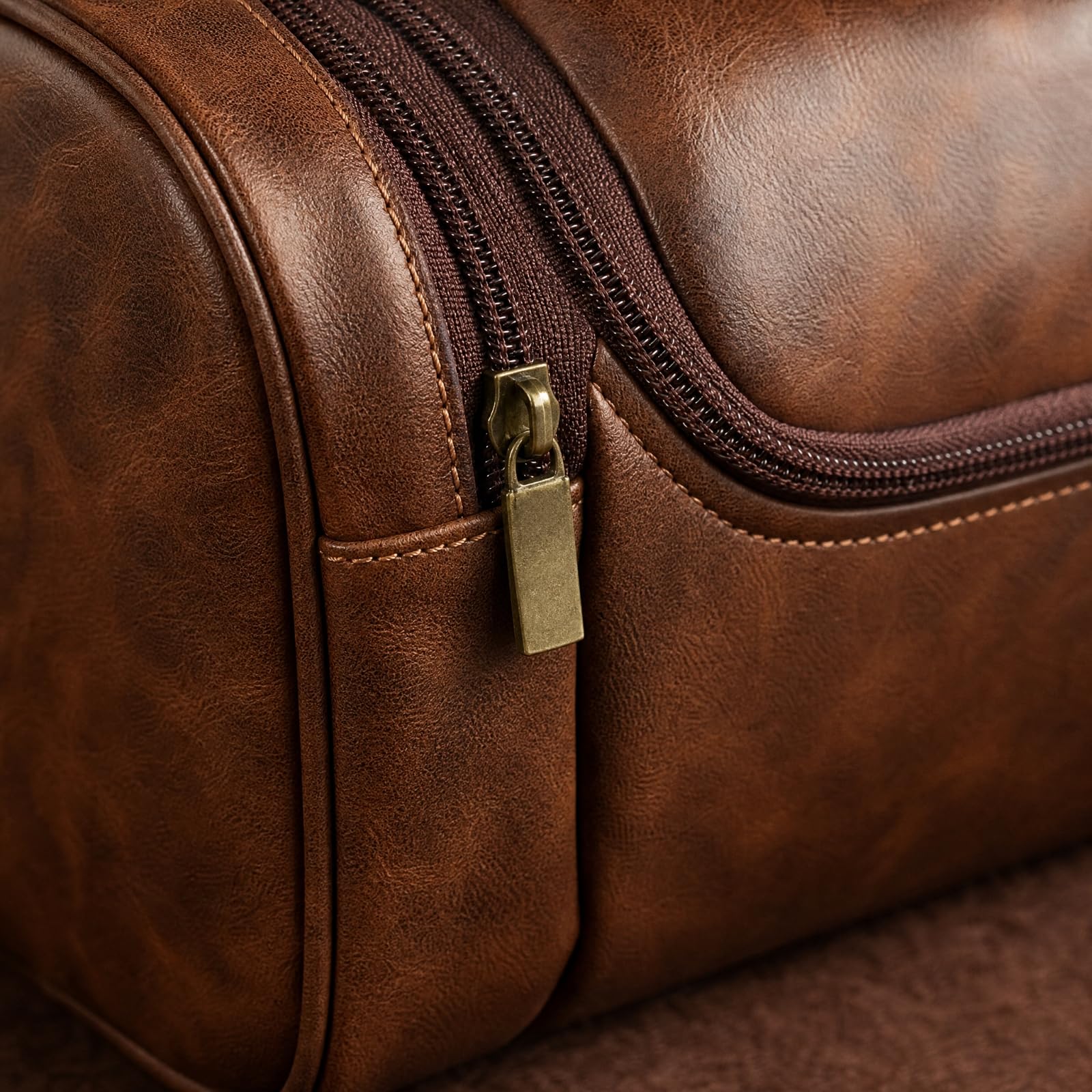 Herren-Kulturbeutel aus PU mehrere Fächer dreilagige Reisewaschtasche praktisch Reise-Kulturbeutel mit Doppelreißverschluss für, Fitnessstudio, Gelb-