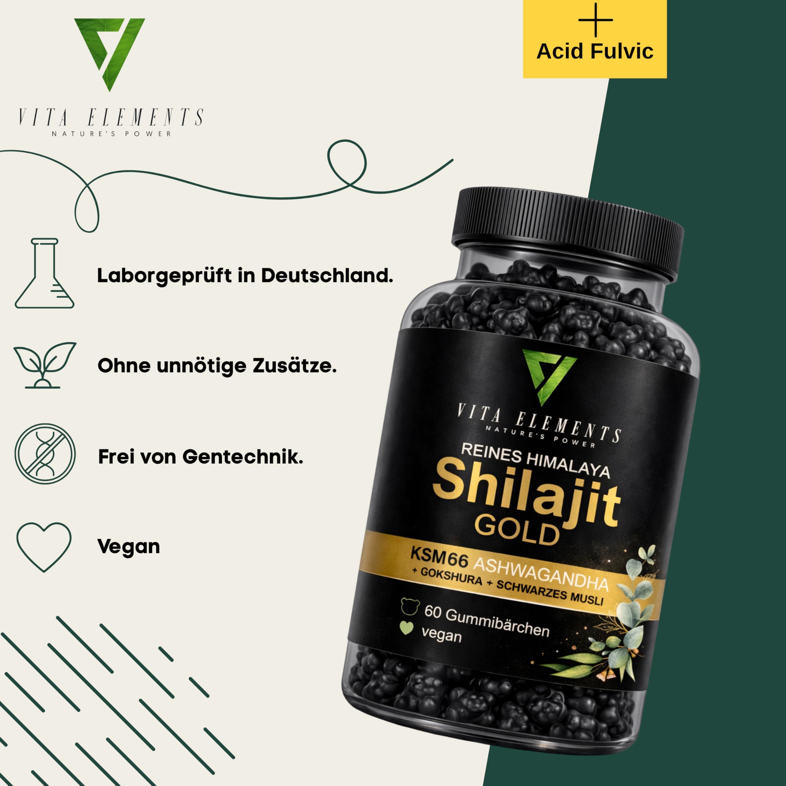 Vita Elements Gominolas Himalaya Shilajit Gold - 60 unidades - Pack de 3