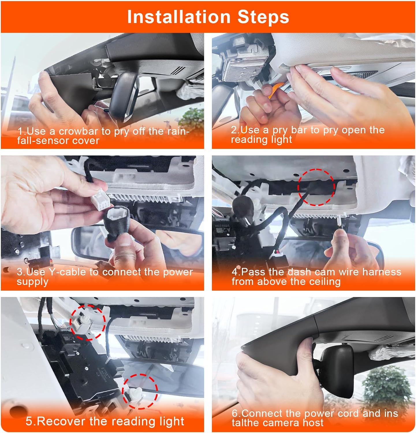 Honda CRV Dash Cam Front 4K & Rear 1080p Custom fit for Gen6 CR-V & CR-V Hybrid 2023-2026(Black)(Model B), Integrated OEM Look, UHD 2160P Video, WiFi & App, 128GB Card