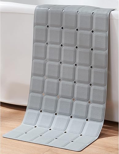 Miniatura 15 de Tapete de baño de silicona con ventosas – Alfombra antideslizante plegable para bañera y ducha, duradera y de secado rápido, tapete de seguridad