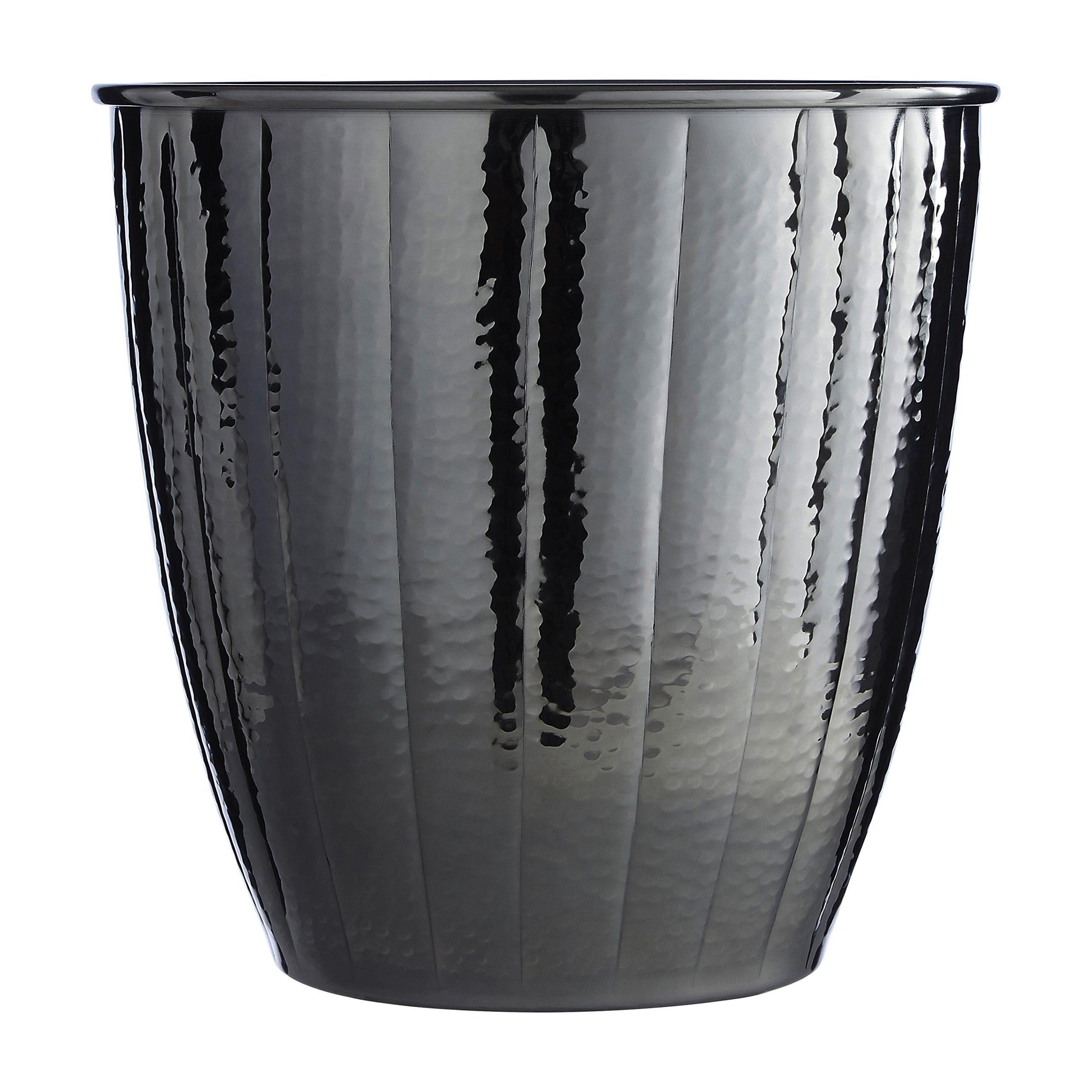 Premier Housewares Hammered Waste Bin - Black - Stainless Steel