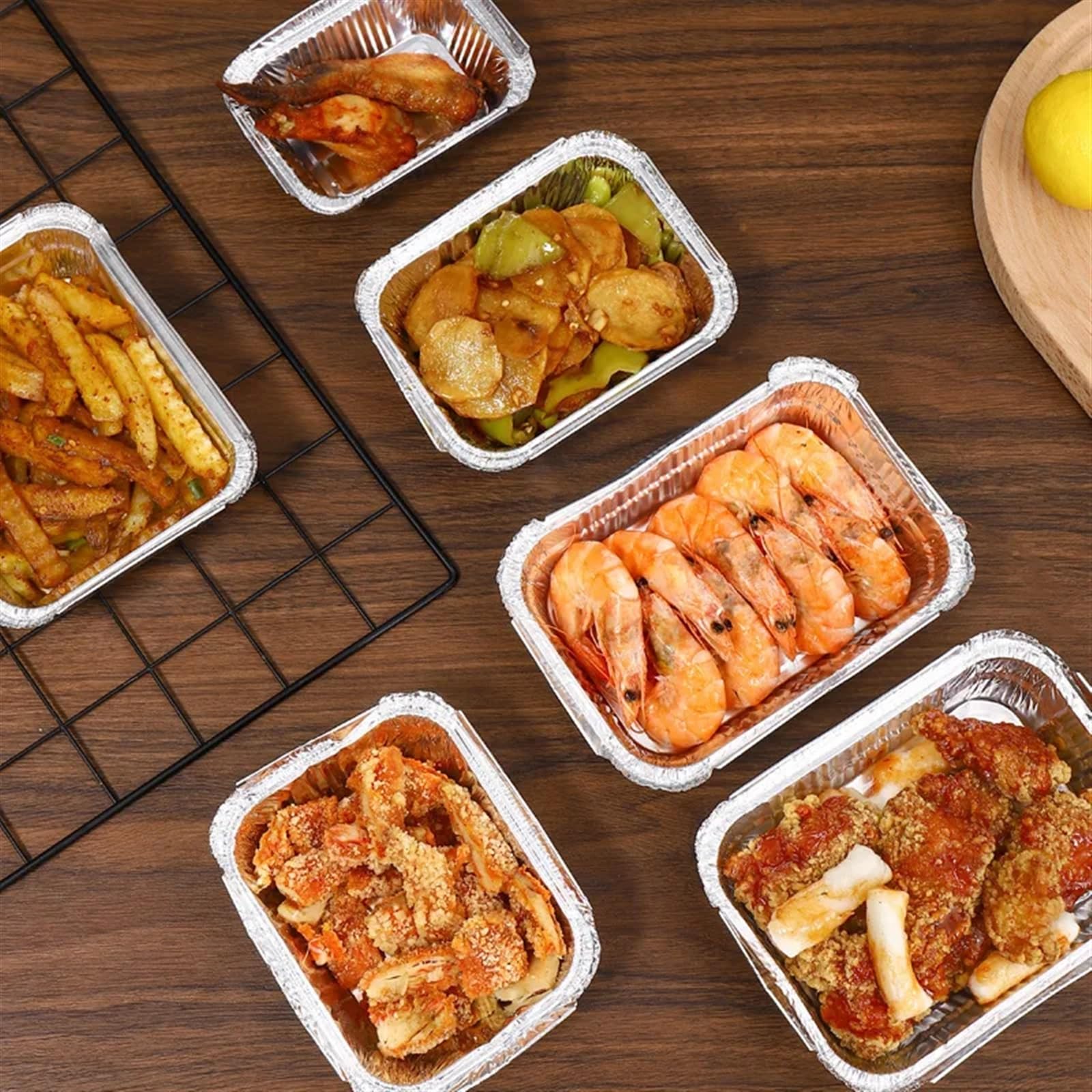 Jednorazowe naczynia kuchenne 25/50 szt. Prostokątna taca z folii aluminiowej BBQ Specjalna zagęszczona miska do pieczenia Pudełko gotowania Pieczenie(L 700ml,50pcs)