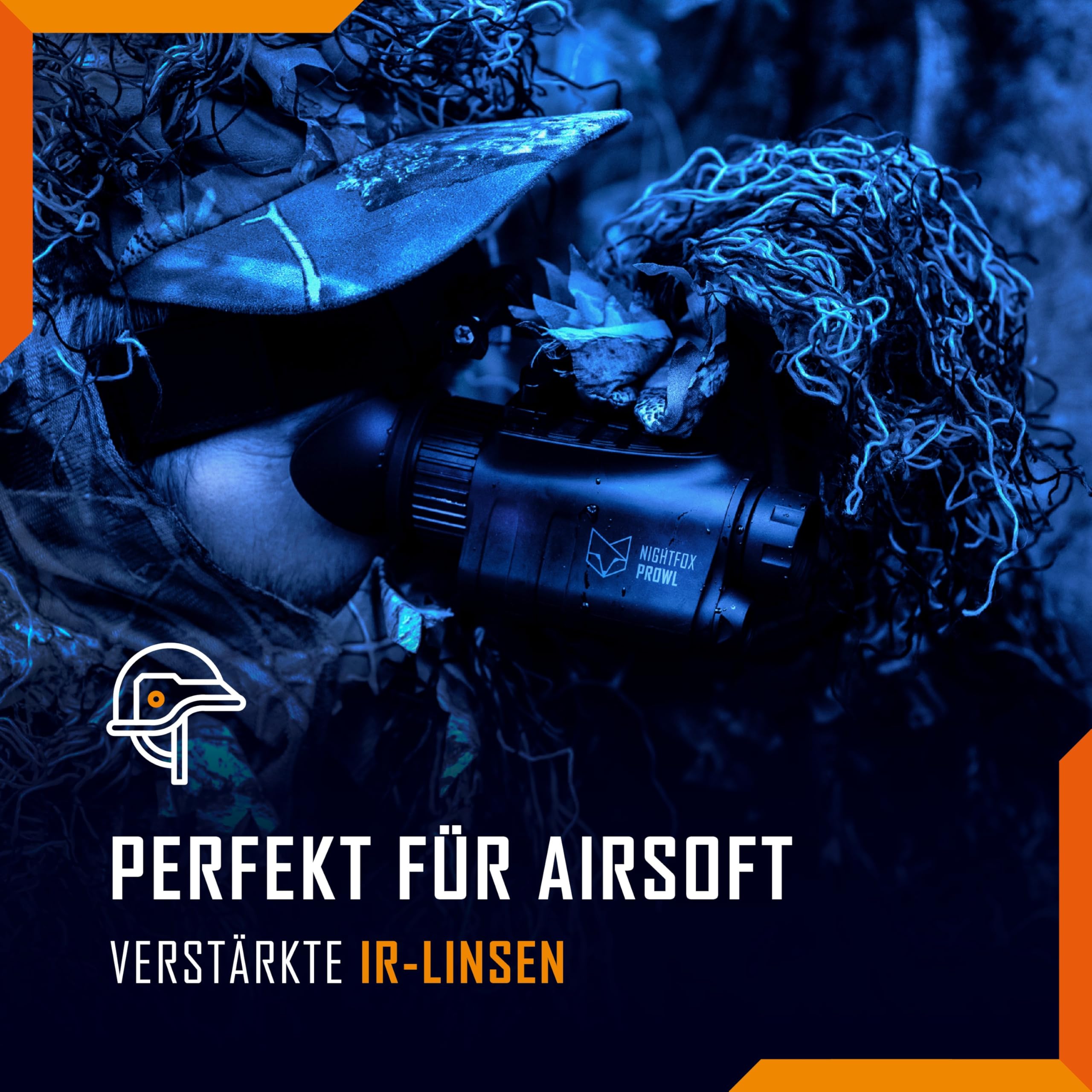 Nightfox Prowl Night Vision Monocular 32GB HD Recording 1x Magnification 54° Wide FOV Dual IR 850 940nm