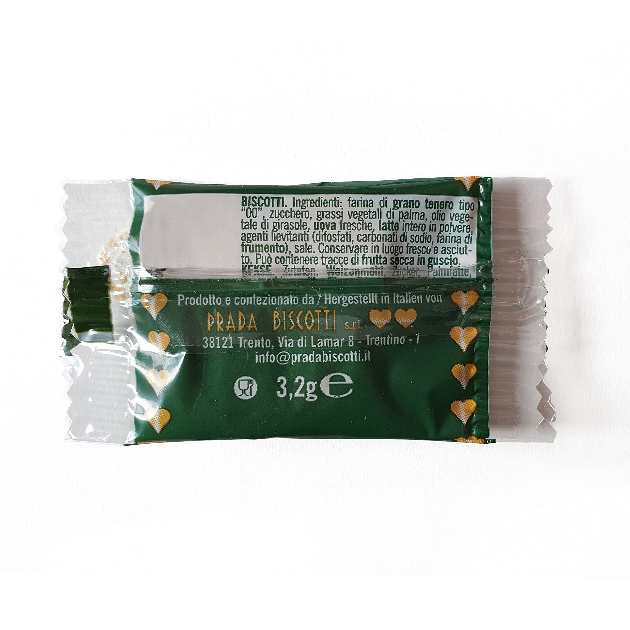 Prada Biscotti - Cuorino - Biscotti da Caffè 240 Pezzi in Confezioni Singole Monoporzione. Prodotto Tipico del Trentino, Realizzato in Italia con Metodo Tradizionale.