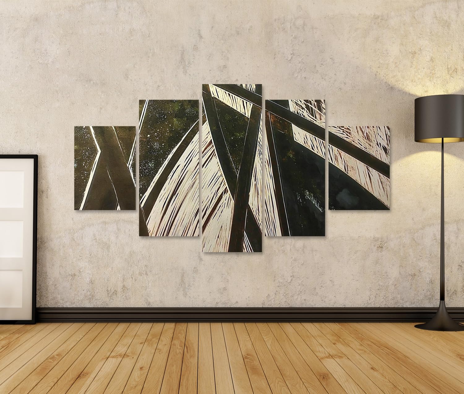 islandburner Bild auf Leinwand Dynamischer Holzschnitt Kunstdruck Wohnzimmer Für Kunstliebhaber - 5-teilig