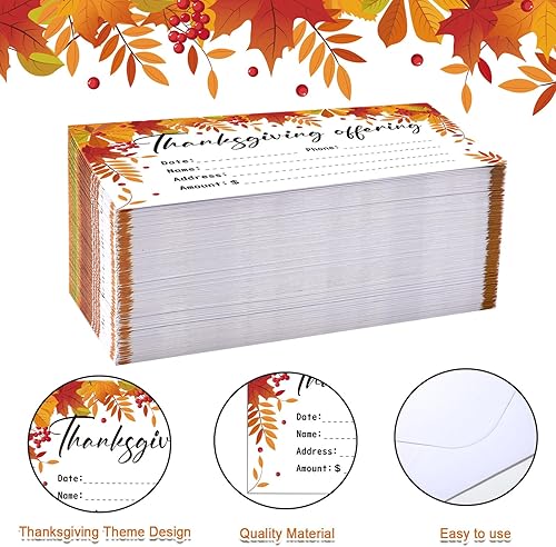 Miniatura 3 de Qilery 300 sobres de ofrenda de iglesia de Acción de Gracias, suministros para la iglesia, 6 x 3.15 pulgadas, sobres de correo de negocios con hojas