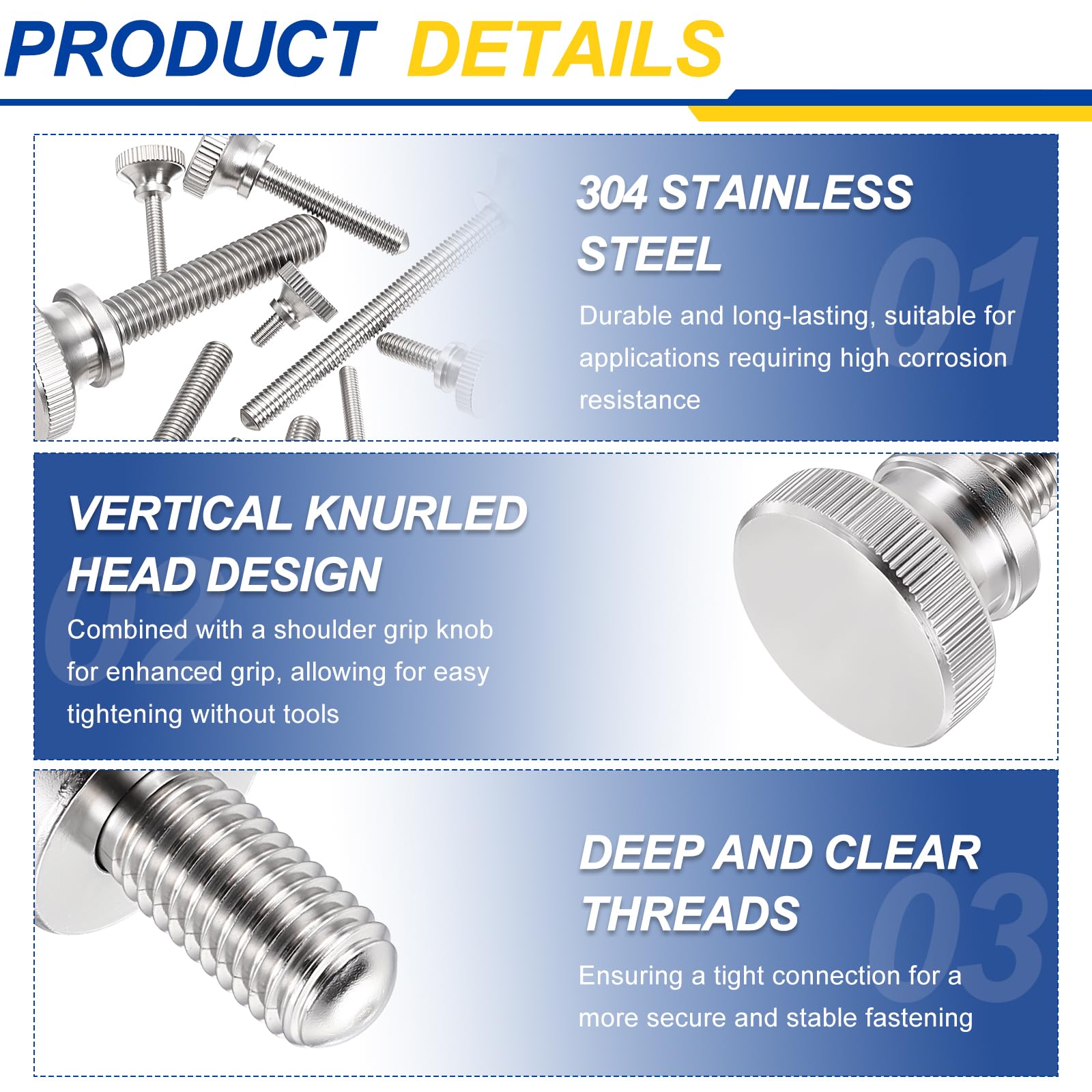 Stainless Steel Thumb Screws - 6 Pack -3