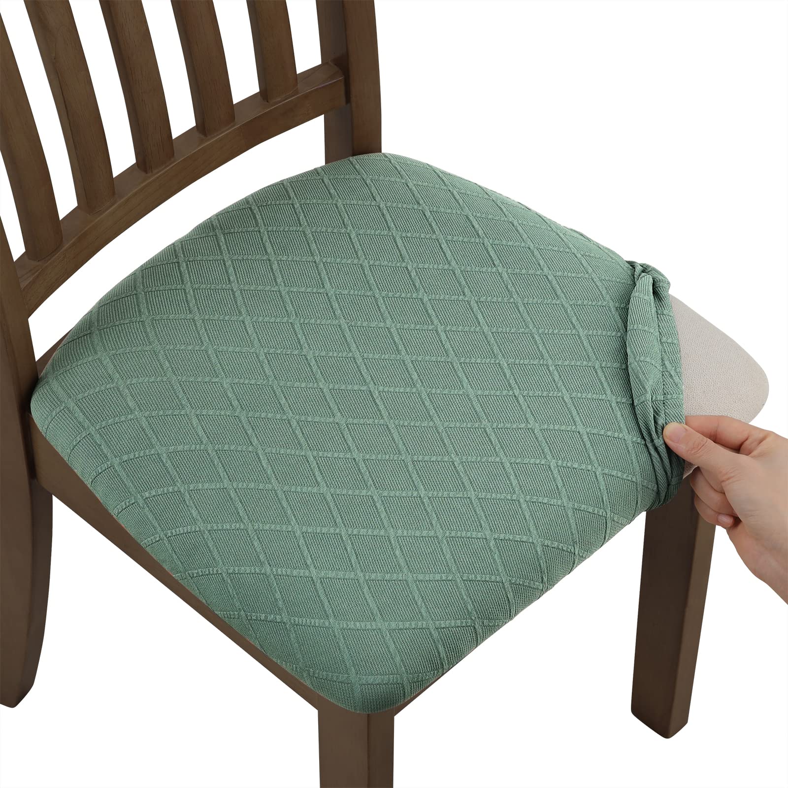 Fuloon Dark Green Chair Cover Elastic Spandex Jacquard Dining Chair Seat Covers Removable Washable Seat Cover Stretch Protective Cover Protector Cover For Dining Room/Office