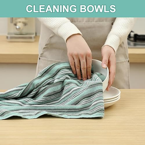 Miniatura 4 de SALAS Toallas de cocina de algodón prémium para secar platos, toallas de mano grandes y largas de 390 GMS, juego de toallas gruesas y altamente