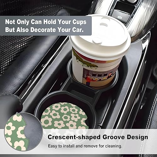 Miniatura 6 de Paquete de 2 posavasos de automóvil para portavasos de automóvil, de 2.56 pulgadas, universales, con piedra de cerámica absorbente, con base de