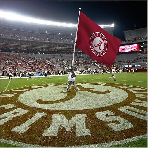 Miniatura 4 de Banderas de logotipo de la Universidad de Alabama Football Crimson Tide Circle A, nailon 200D impreso de doble capa con ojales de latón, bandera