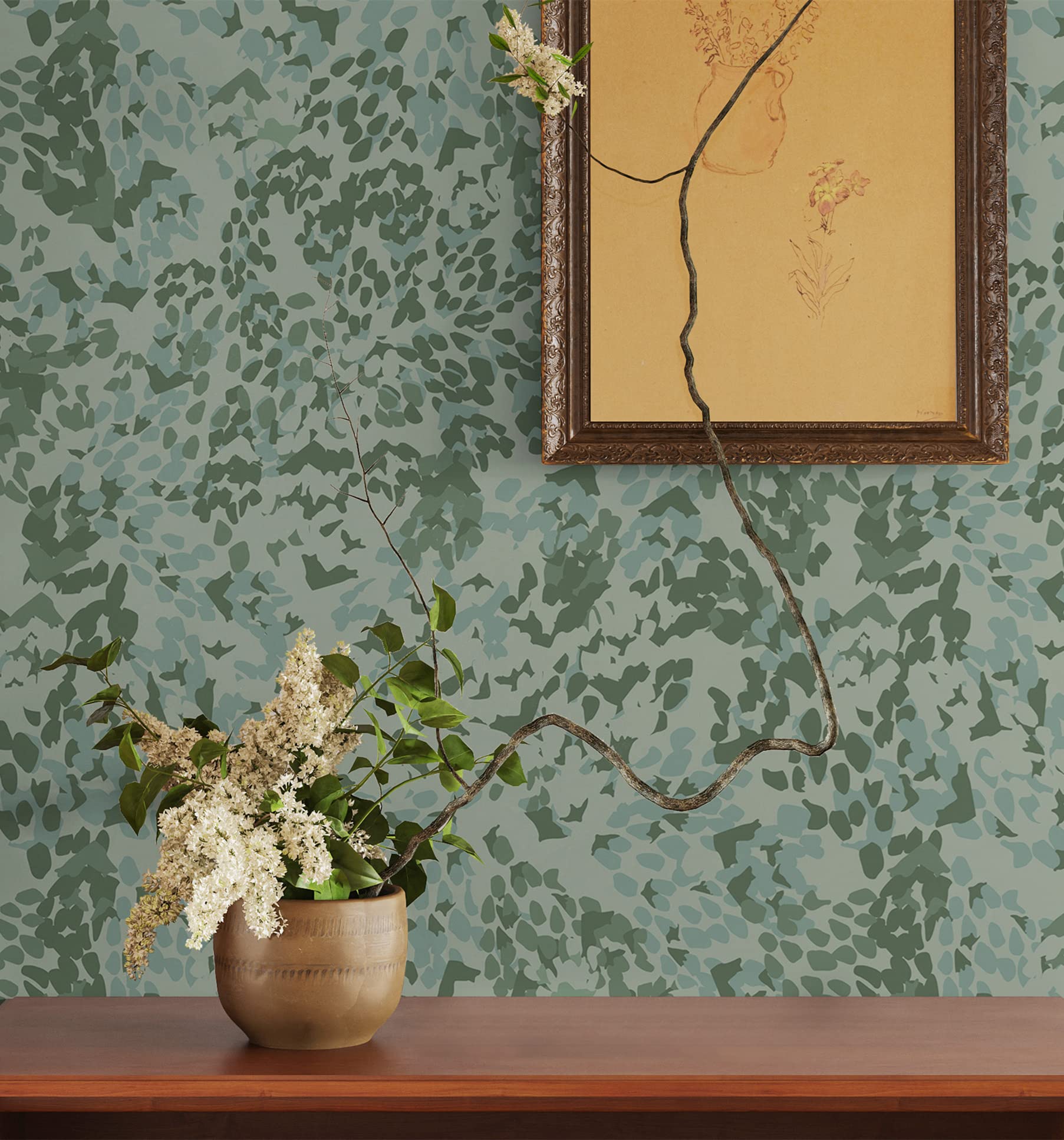 Fiula Green peel and stick wallpaper 15.5"X78.7" green dots wallpaper green wallpaper living room bedroom Vinyl wallpaper Backsplash Walls Cabinet