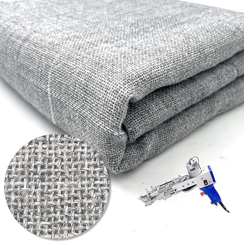 85' x 85' Large Primary Tufting Cloth with White Grid for Tufting Gun, Gray Primary Rug Backing Fabric, Monks Cloth for 