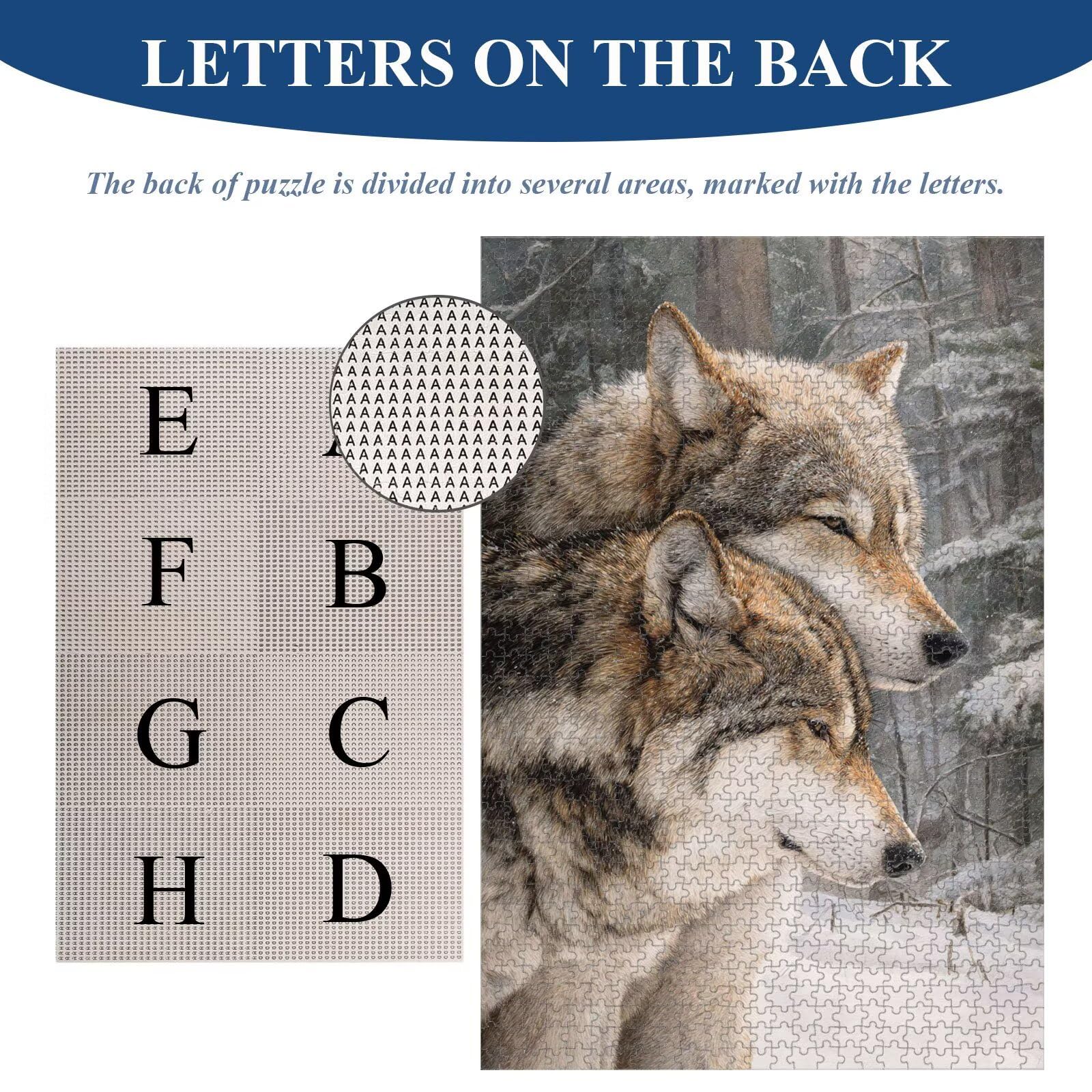 1000 Pièces Puzzle Adulte Loup & Hiver Puzzle en Bois Robuste 1T#1986 | Puzzle en Bois, Découpe de Précision, Encres aux Couleurs Vives, Loisir Relaxant, Décoration Intérieure, Cadeau, 50x75cm