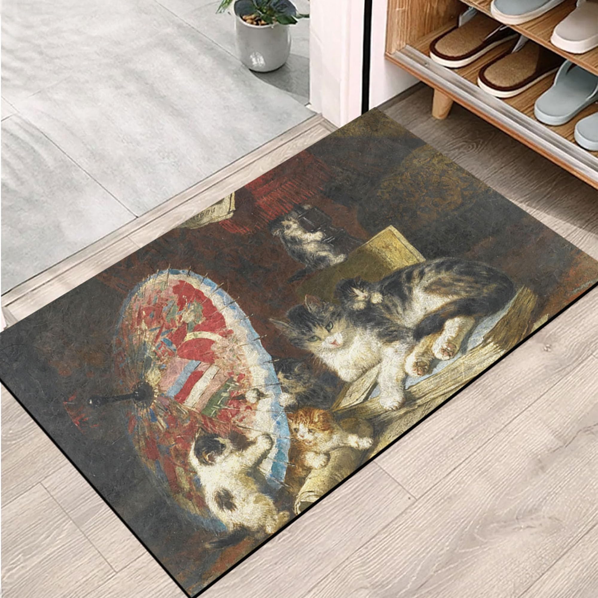 Monnhein Kapı Önü Paspası - Modern ve Şık Kapı Paspası | Ev, Ofis ve Dış Mekân Kullanımı İçin (Sanat ve Kediler) 45x65