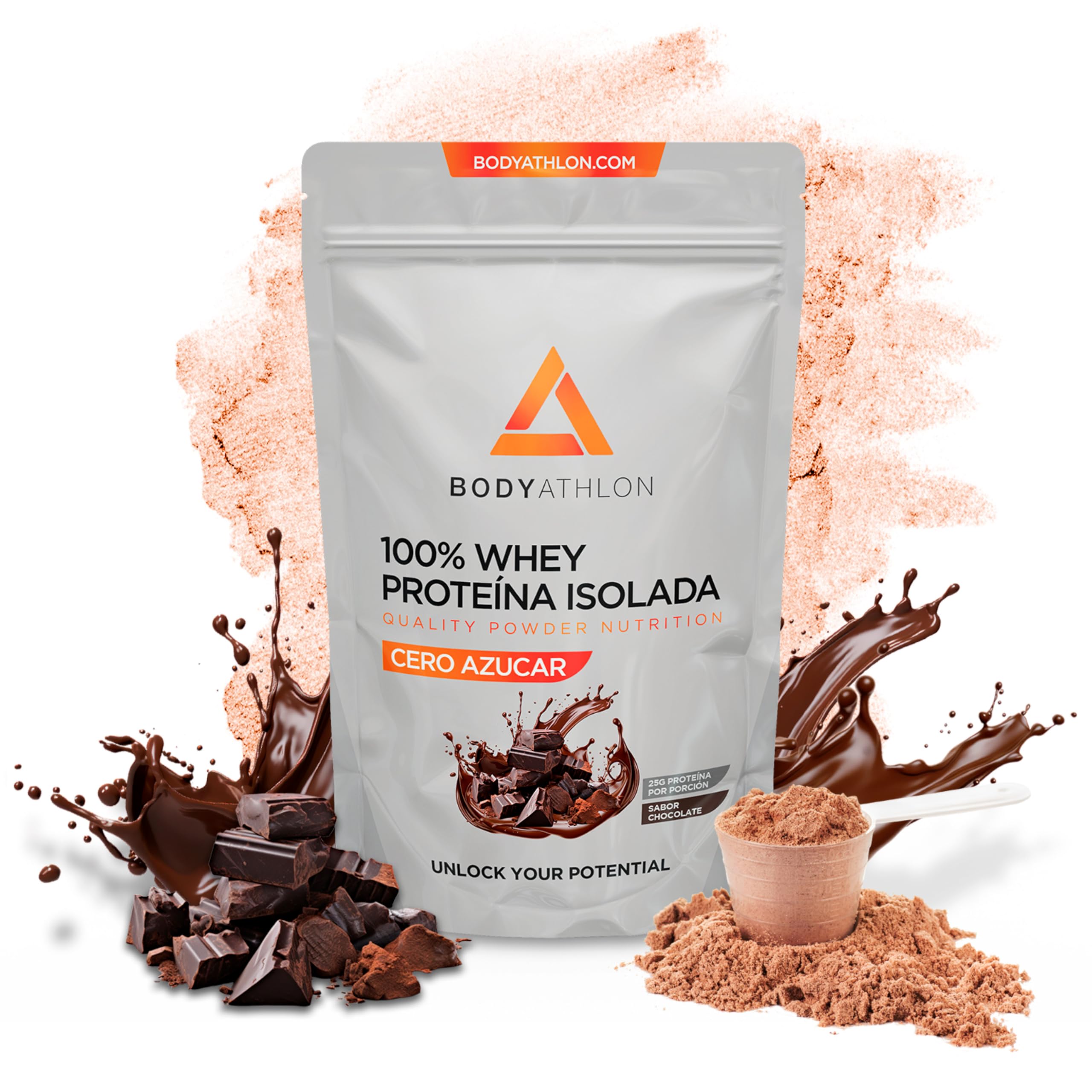 Proteína Isolate Chocolate 2kg Sin Azúcar Sin Edulcorantes– Aislado de Proteina de Suero, Alta en Proteínas 80%- Recuperación y Definición Muscular | Suplemento Deportivo Sin Azúcar- Bodyathlon