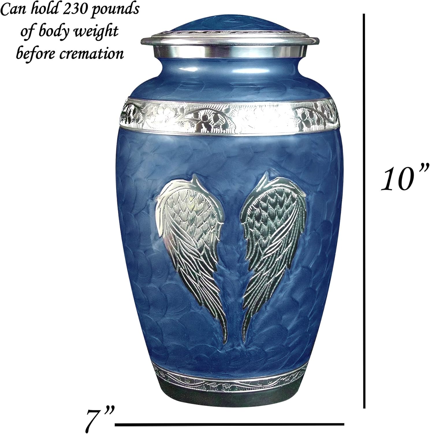 Blue Angel Wings Companion Cremation Urns for Human Ashes, Funeral Companion Urns for Two, Multiple Colors (Navy)