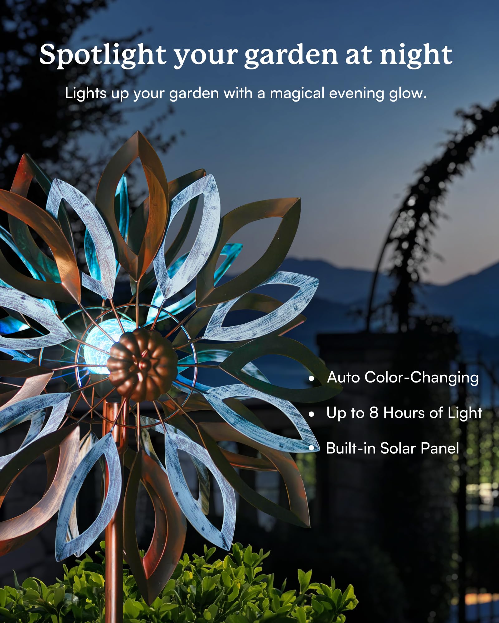 Amazon.com: Cyan Oasis Yard Garden Wind Spinners with Solar Lights