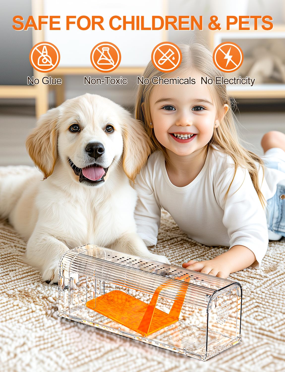 TAKRINK Trappola per Topi Umana Non Letale 2 Confezione Trappola per Topi per Esterni Riutilizzabili per Catturare e Rilasciare, Sicura per Bambini e Animali Domestici con Una Spazzola di Spugna