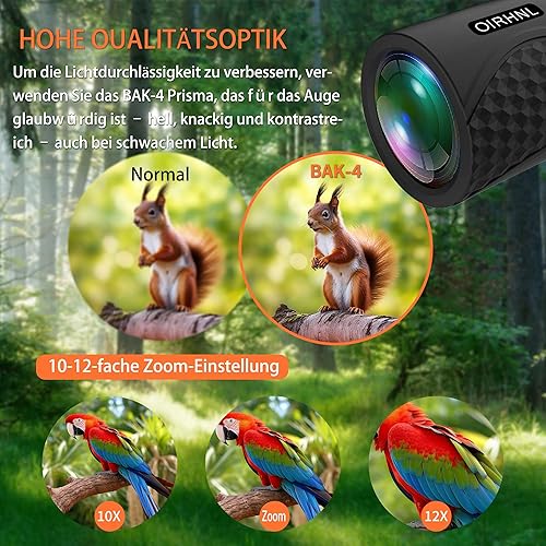 Miniatura 4 de Prismáticos HD de 12 x 42 pulgadas para adultos, caza, observación de aves, potencia con imagen súper clara y brillante, prismáticos para deportes