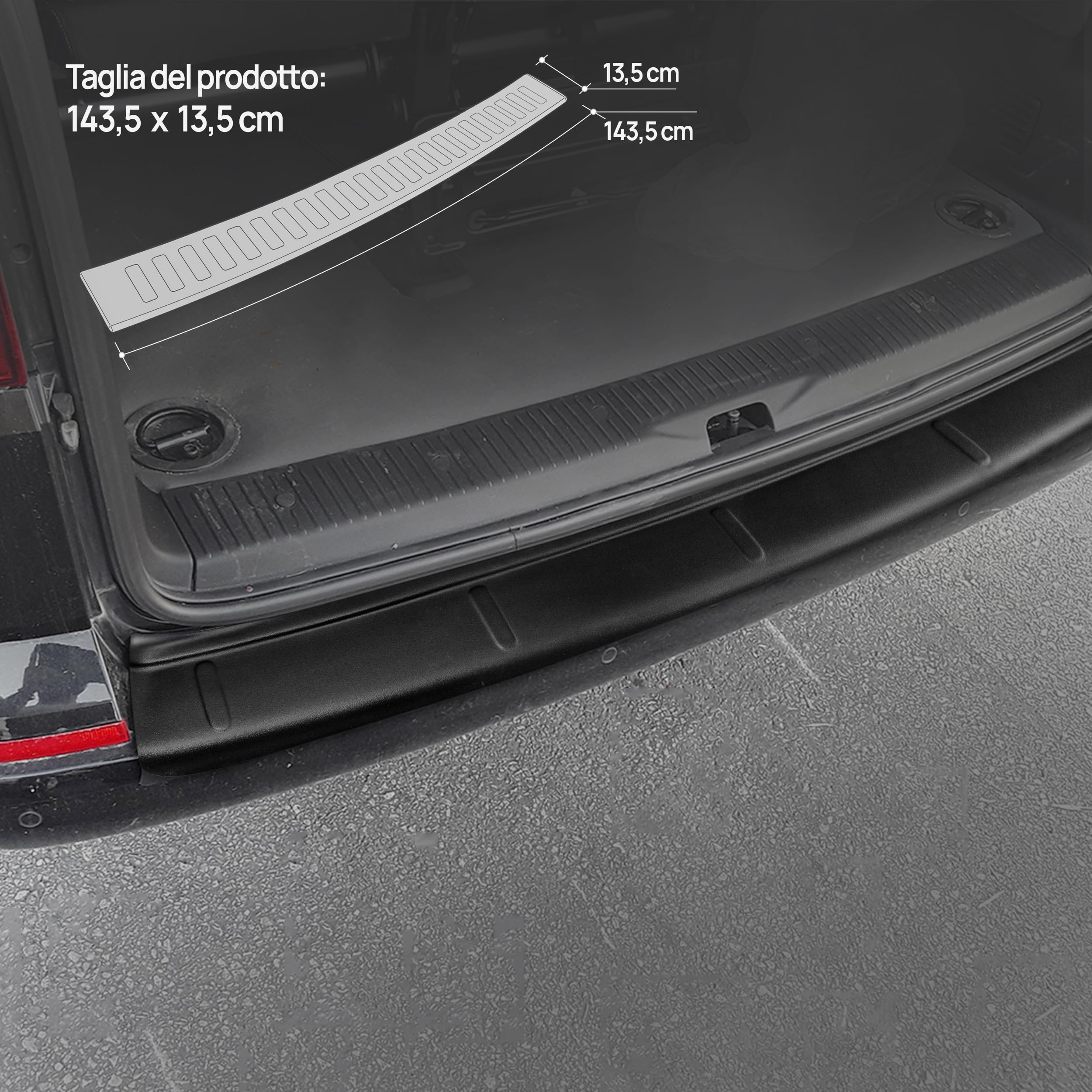 Chromemaster | Protezione paraurti Posteriore | Compatibile con VW T5 2003-2015 | Plastica ABS, nero opaco | Protezione paraurti protegge la vernice del paraurti dai graffi