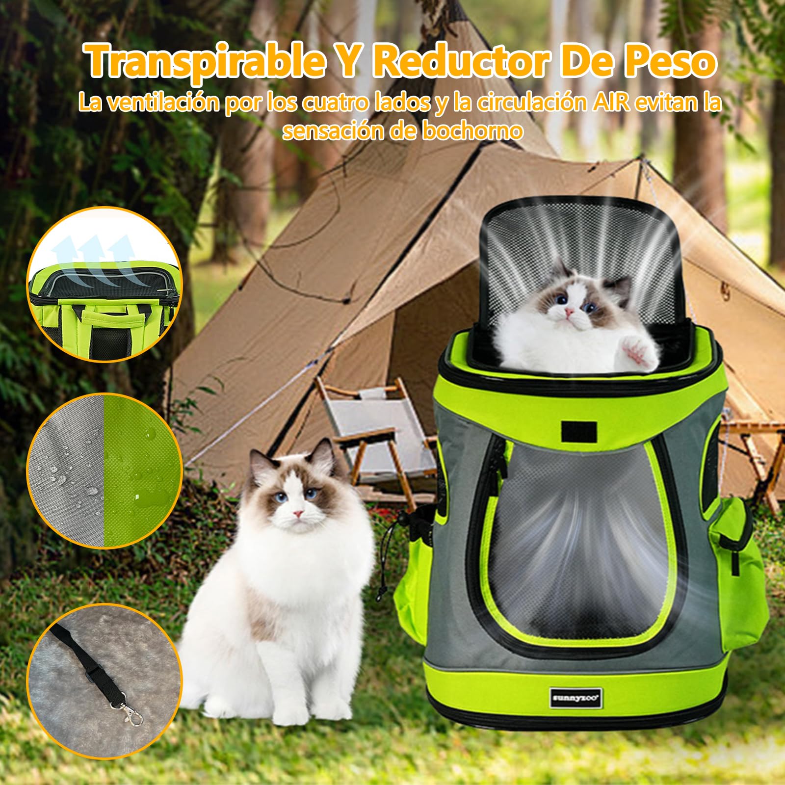Galatée Mochila para Perros, Gran Capacidad, Tejido Impermeable y Resistente Al Desgaste, Ventilación En Cuatro Direcciones, Bolsa para Mascotas Que Absorbe Los Golpes y Reduce El Peso (Negra)