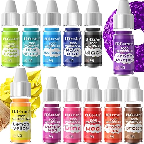 Colorante en gel para alimentos, 12 colores, colorante en gel alimenticio, colorante de grado alimenticio para decoración de galletas, tinte