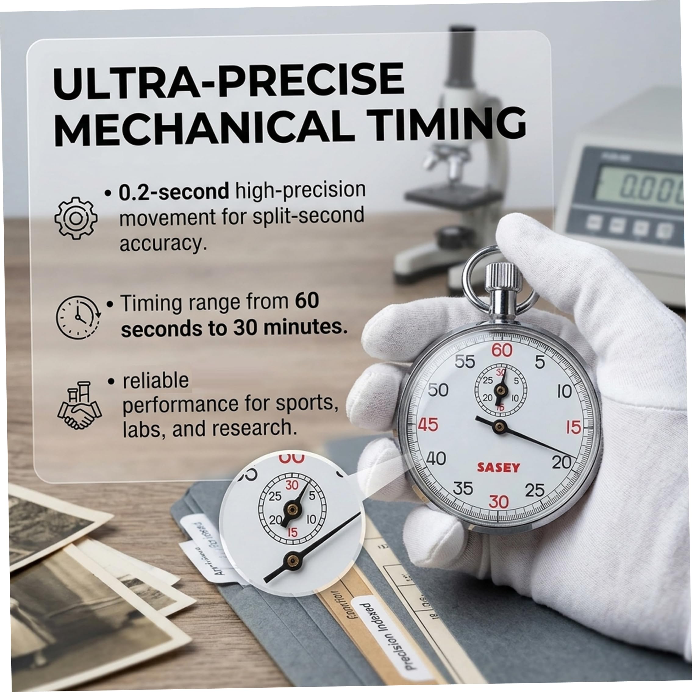 Chronomètre mécanique chronographe analogique en Acier Inoxydable – Montre d'arbitre de démarrage/Pause/réinitialisation à Un Bouton pour Le Sport, Les Tests, Les années 60, Les chronomètres