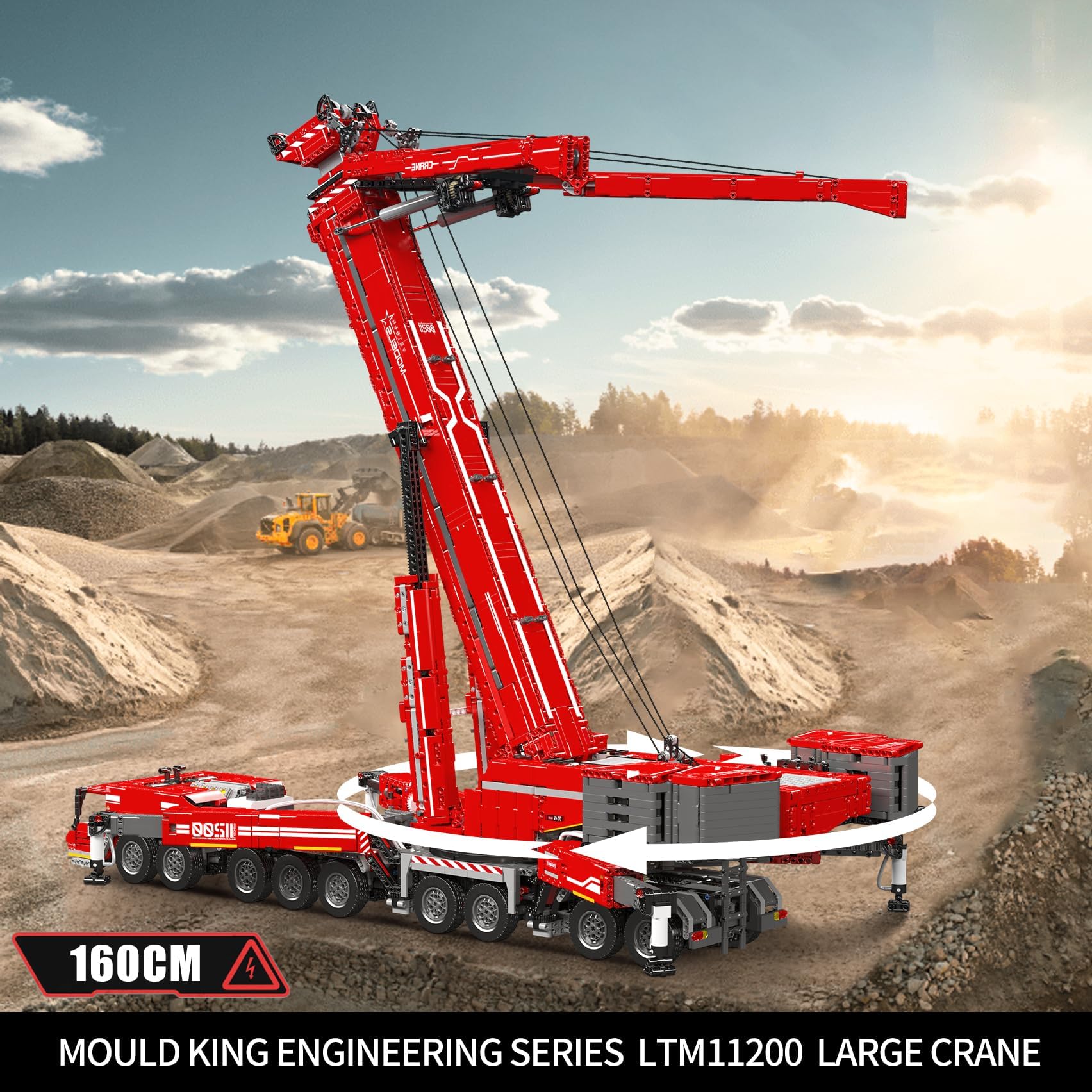 Mould King 17008 Red Heavy Crane Model Building Set, 8506 Pezzi Kit Motorizzato Veicolo Costruzione con APP e Telecomando, Progetto di Ingegneria Meccanica per Collezionisti Adulti