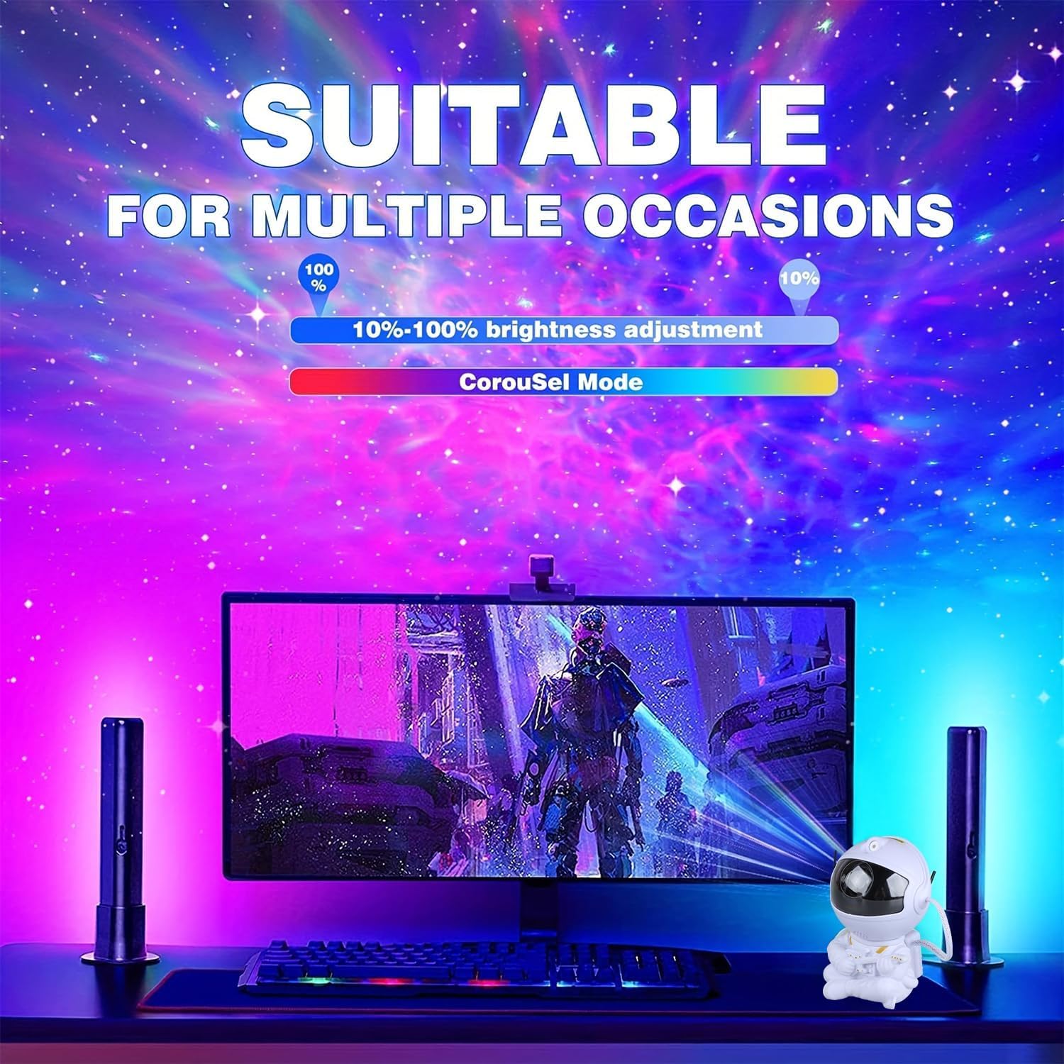 MIXES Projecteur de galaxie astronaute, veilleuse nébuleuse avec minuterie et télécommande, cadeau pour enfants, décoration de chambre, projecteur de lumière spatiale pour chambre d'enfants (guitare