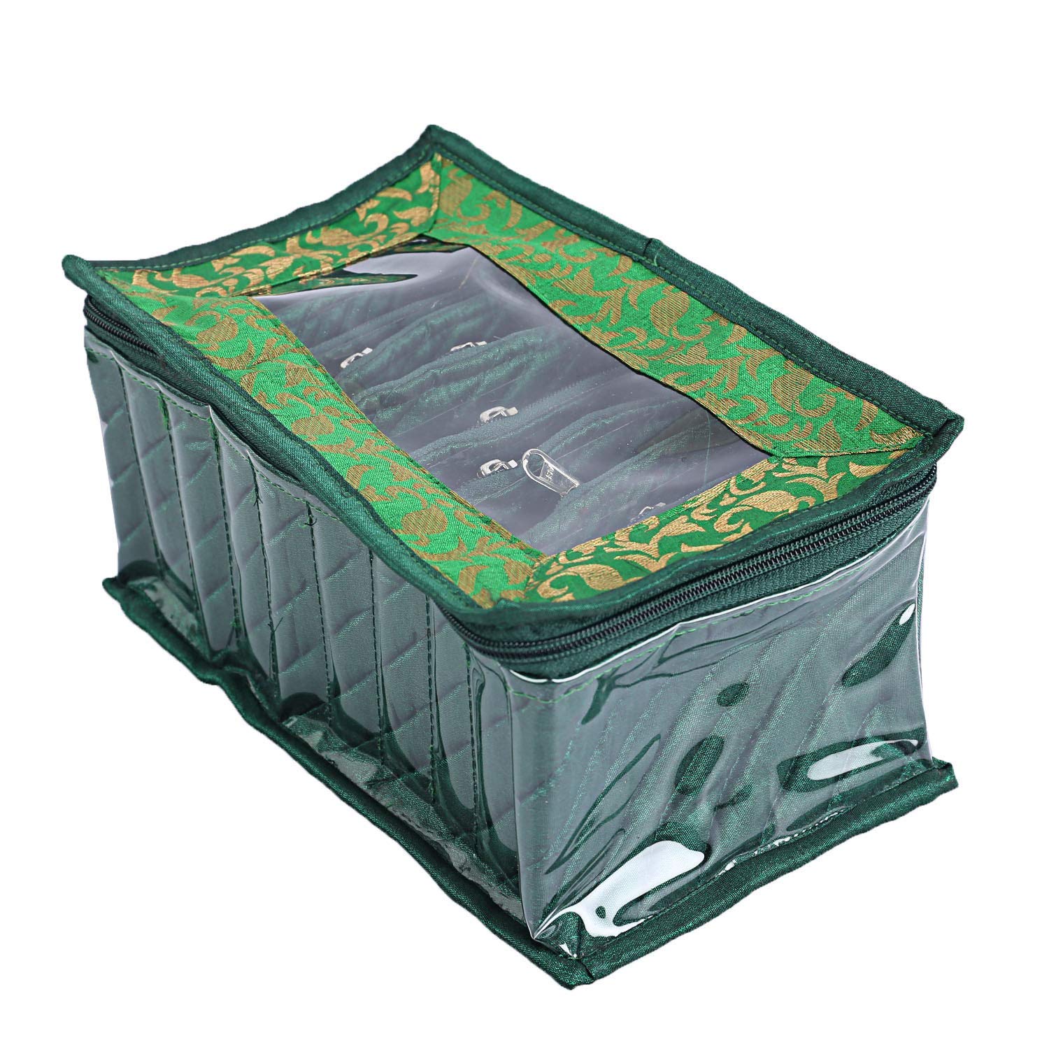 Kuber IndustriesLaminated Satin Pouch Jewellery Box, Green (CTKTC5318), 26x15x12 CM