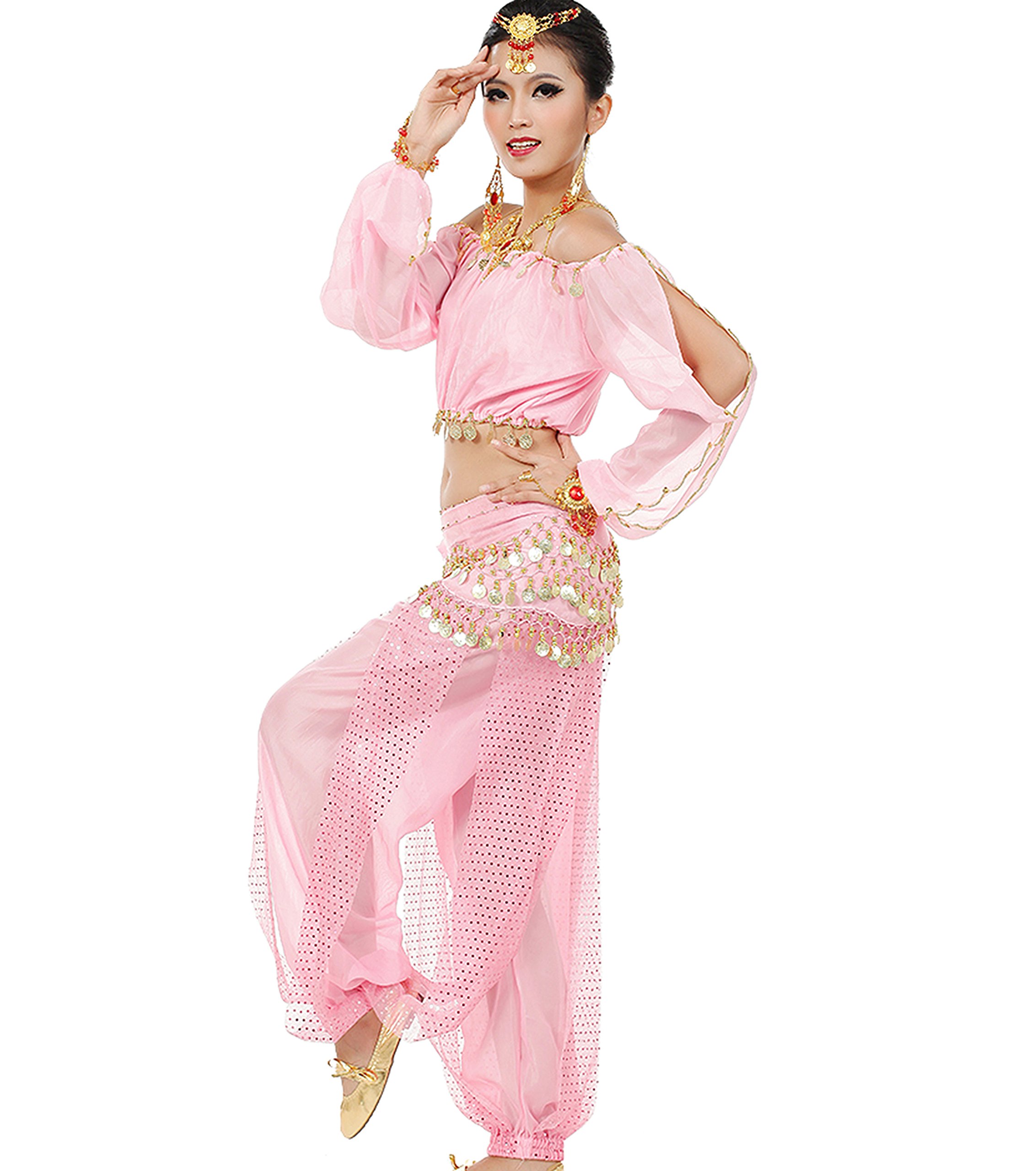 Astage Mujeres Danza Del Vientre Disfraz Active Wear Top Pantalones Cinturón Conjunto