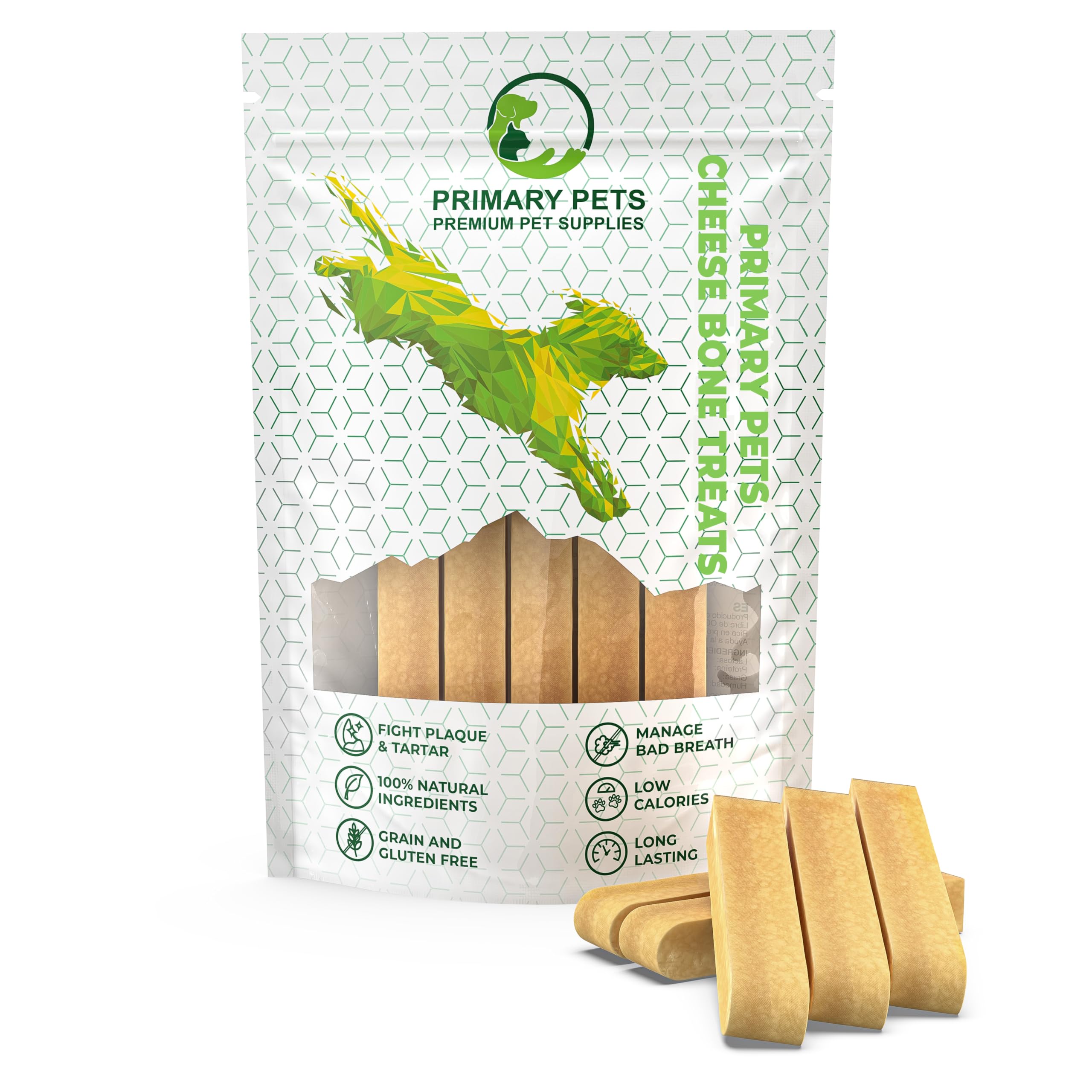 Primary Pets Premium Pet Supplies. Natural Chews for Dogs, Natural Dog Treats, Dental Sticks Dogs, 100% Natural Cheese Bone Treats, Senior, Adult Dog, or Puppy Treats, Size Small, Pack of 5