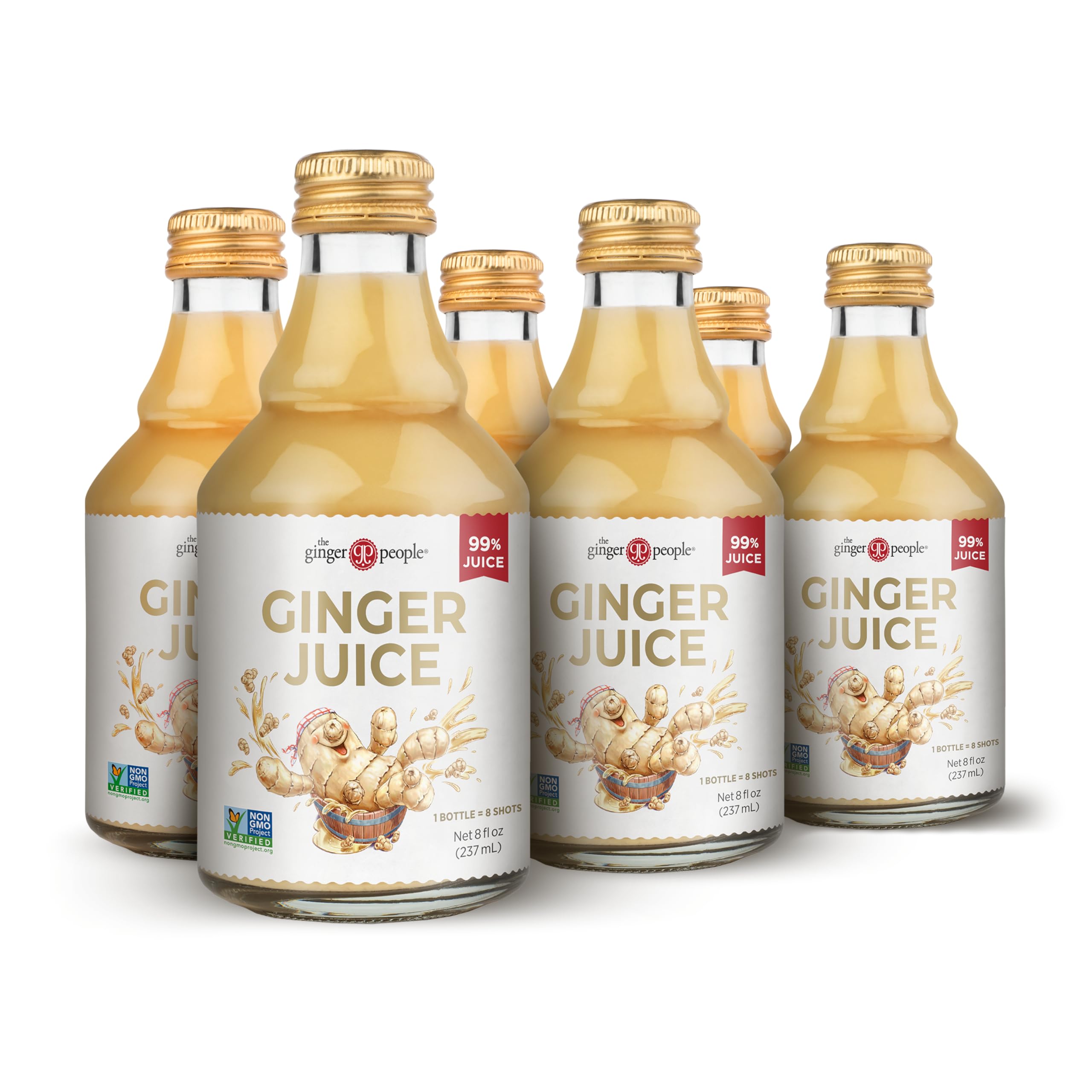 The Ginger People Fiji Ginger Juice, 8 oz Glass Bottles (Pack of 6)