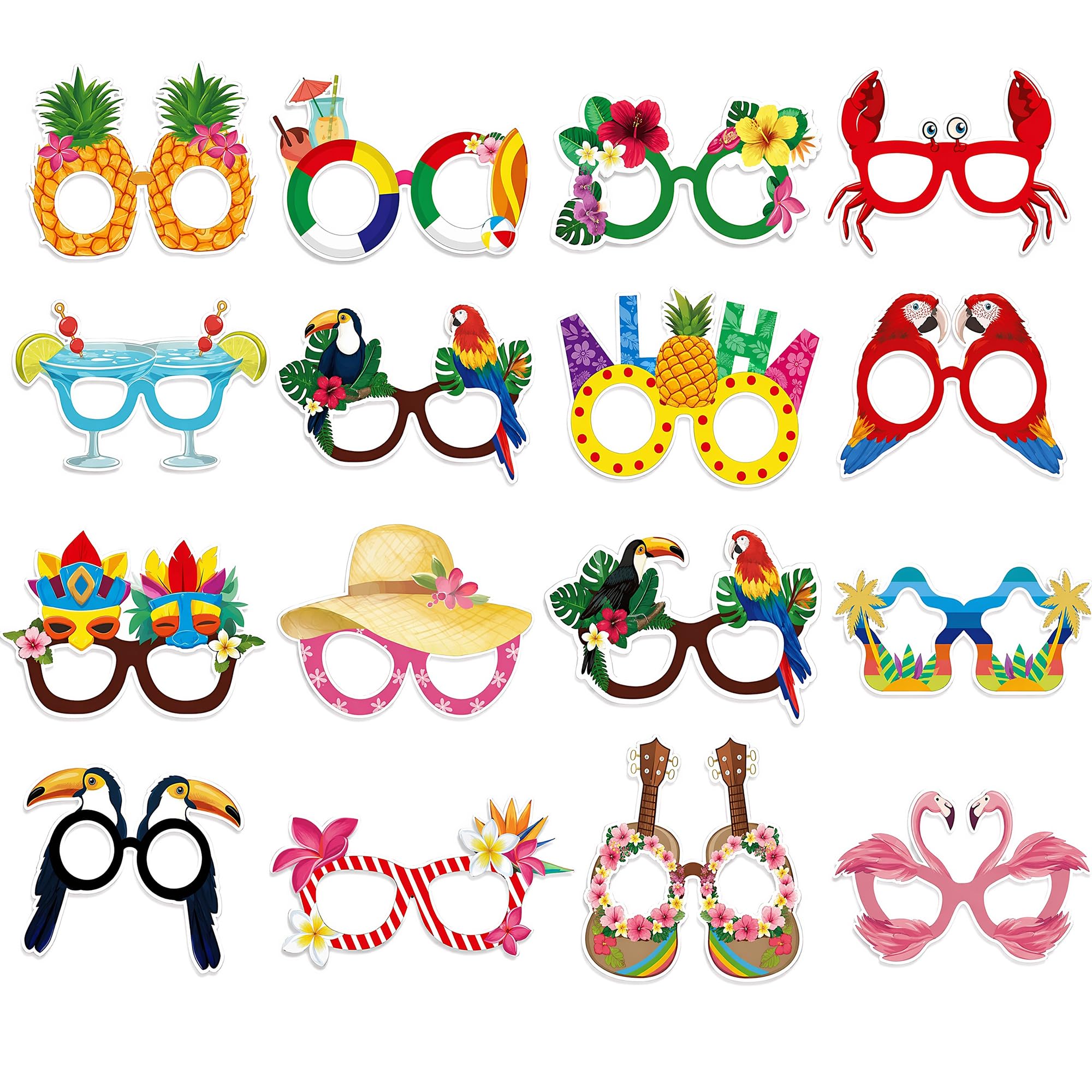 VLUNT Hawaiian Party Paper Eyeglasses Bulk Luau Beach Party Sunglasses