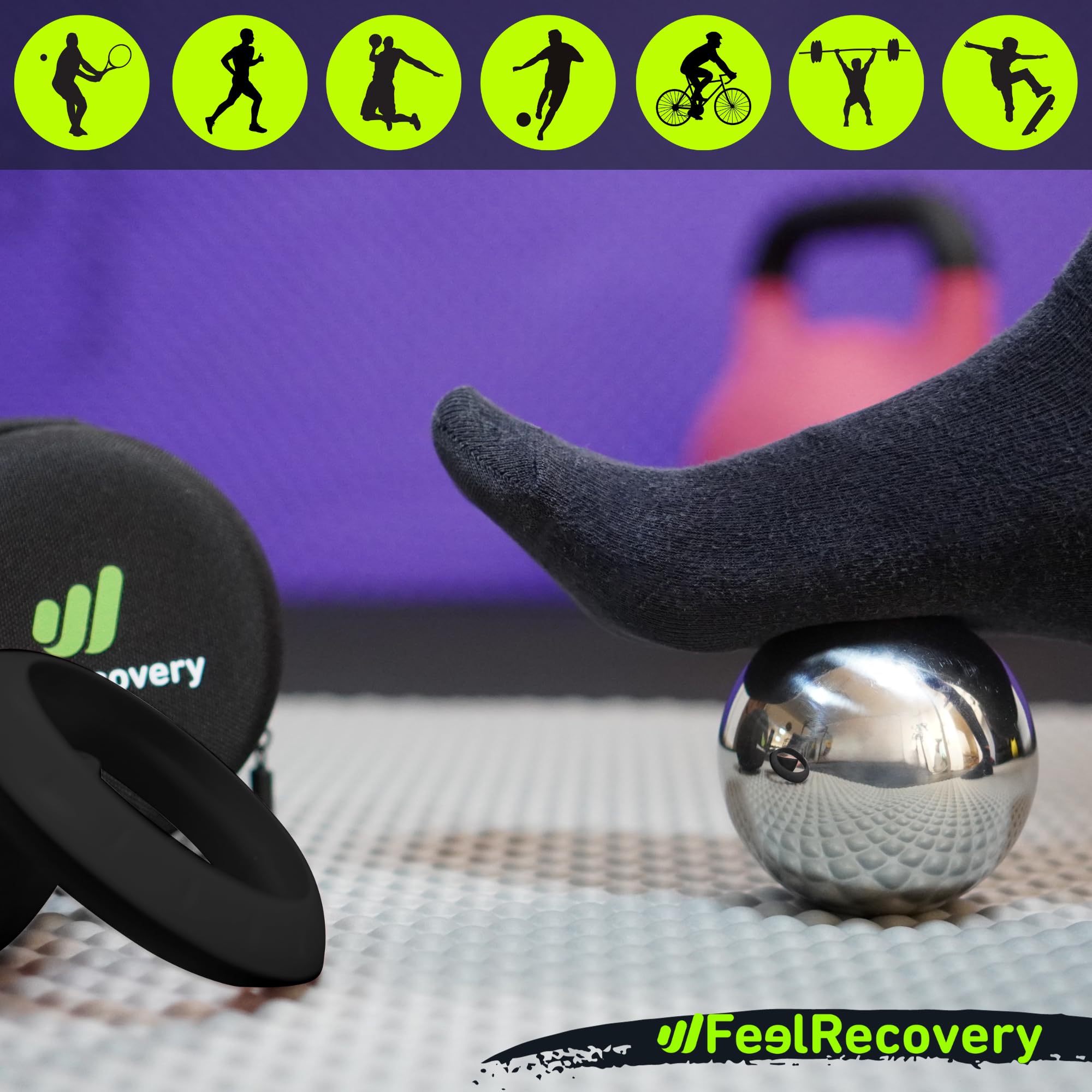 Boule de Massage Musculaire Froid et Chaud avec Balle Métallique et Gel 8cm Ø - Rouleau de Massage RollOn Manuel Detente, Relaxation, Reflexologie, Bien-être, Cellulite, Dos et Pieds