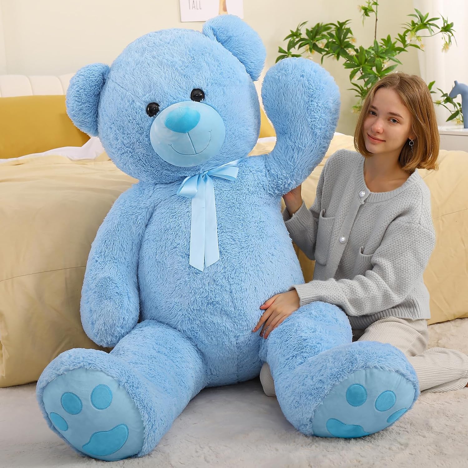 Tezituor Giant Teddy Bear Stuffed Animals Express Your Love, Blue, 5 Feet