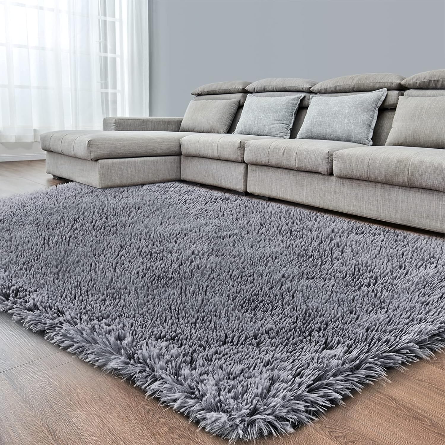 Dark Grey Soft Area Rug for Bedroom,3x5,Fluffy Rugs,Shag