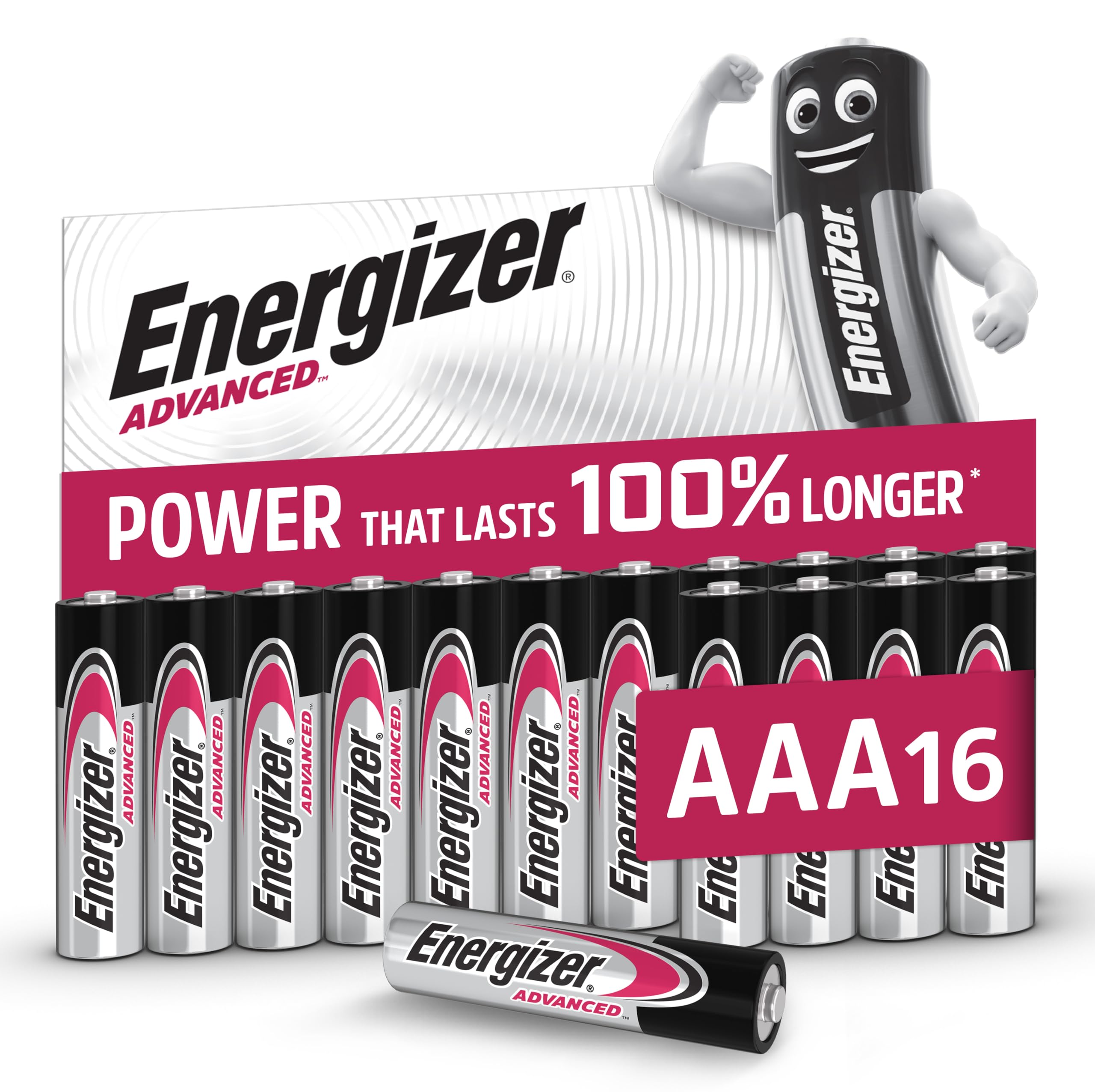 Energizer Advanced - Pilas AAA (Paquete de 16) - 1,5V Baterías Alcalinas de Larg