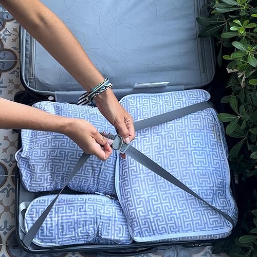 Miniatura 4 de 2 bolsas organizadoras de viaje extra grandes, cubo de embalaje de compresión para ropa, resistente al agua, artículos esenciales ligeros para