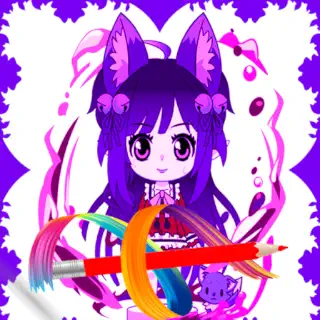 cute gacha girl coloring book
