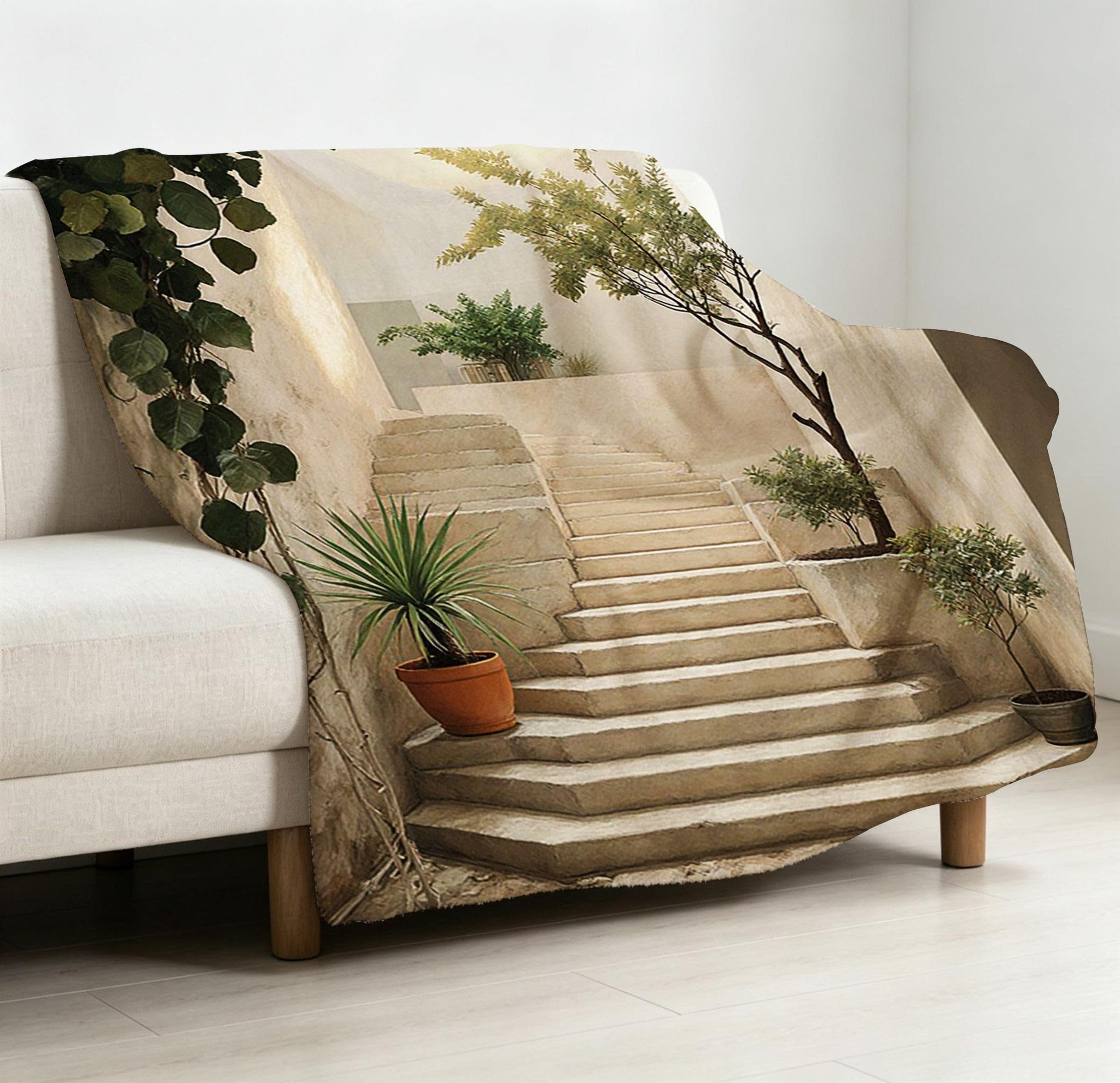 Coperta Pile Matrimoniale 240x260 cm Scala Color Beige, Coperta XXL Super Morbida Multiuso Come Copriletto o Plaid da Salotto, Calda e Leggera, Protezione dal Freddo, AW4230