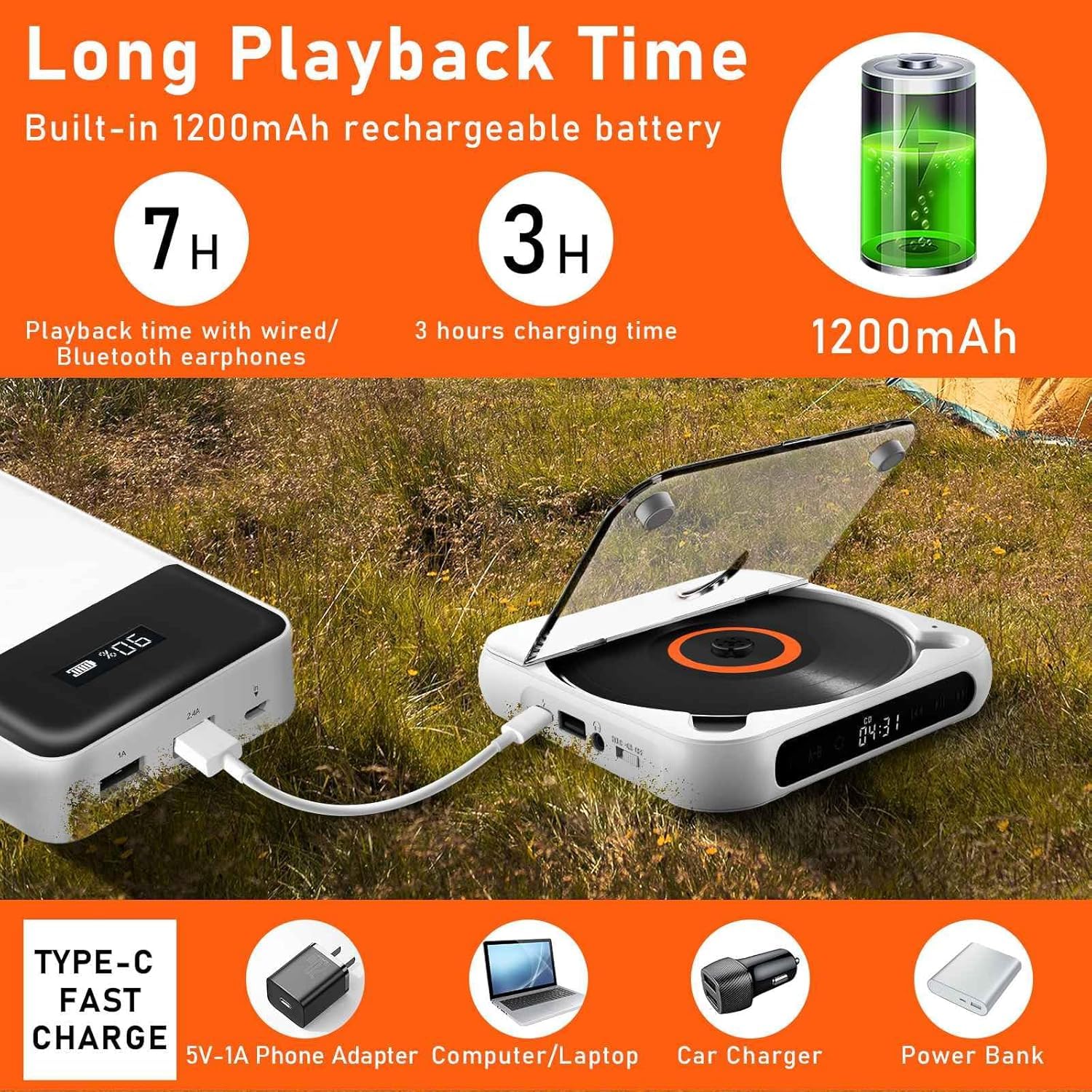 Lettore CD Bluetooth con Radio FM, Altoparlante Stereo Portatile, Display A LED, Lettore Musicale Montabile A Parete per Casa E Viaggi.