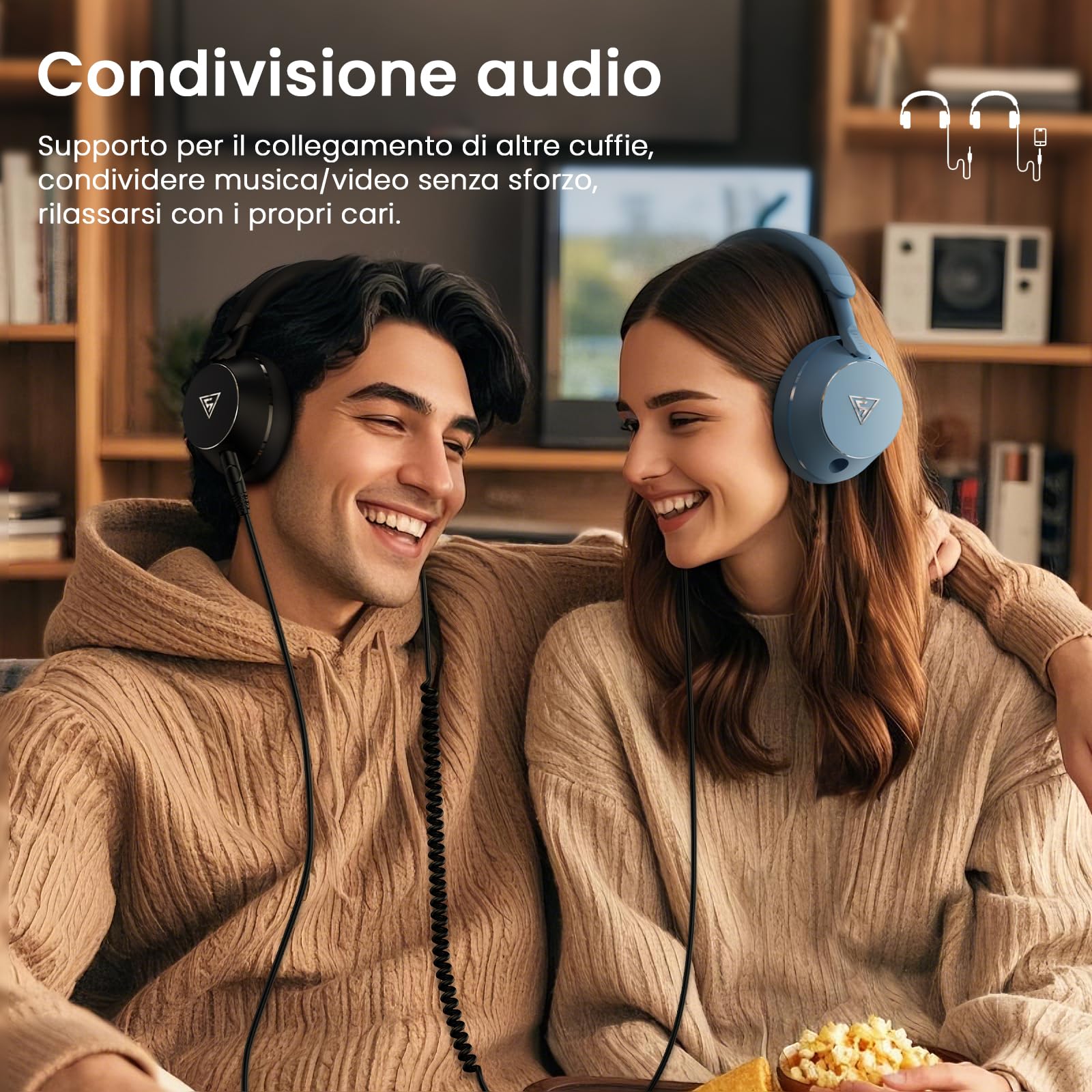 DOQAUS Cuffie Over Ear, Cuffie con Filo per DJ, Studio e Monitoraggio Audio, Suono HiFi Bilanciato, Comfort Prolungato, Compatibili con PC, Mixer e Strumenti – Professionali Cuffie DJ con Cavo, Nero