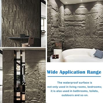 Wall Cladding 3D Wall Panels Outdoor Indoor, Modern Faux Stone PU Wall Paneling, Artificial Stone Panel for Wall, Interior Exterior Accent Wall Covering(Gray 1,6pcs)