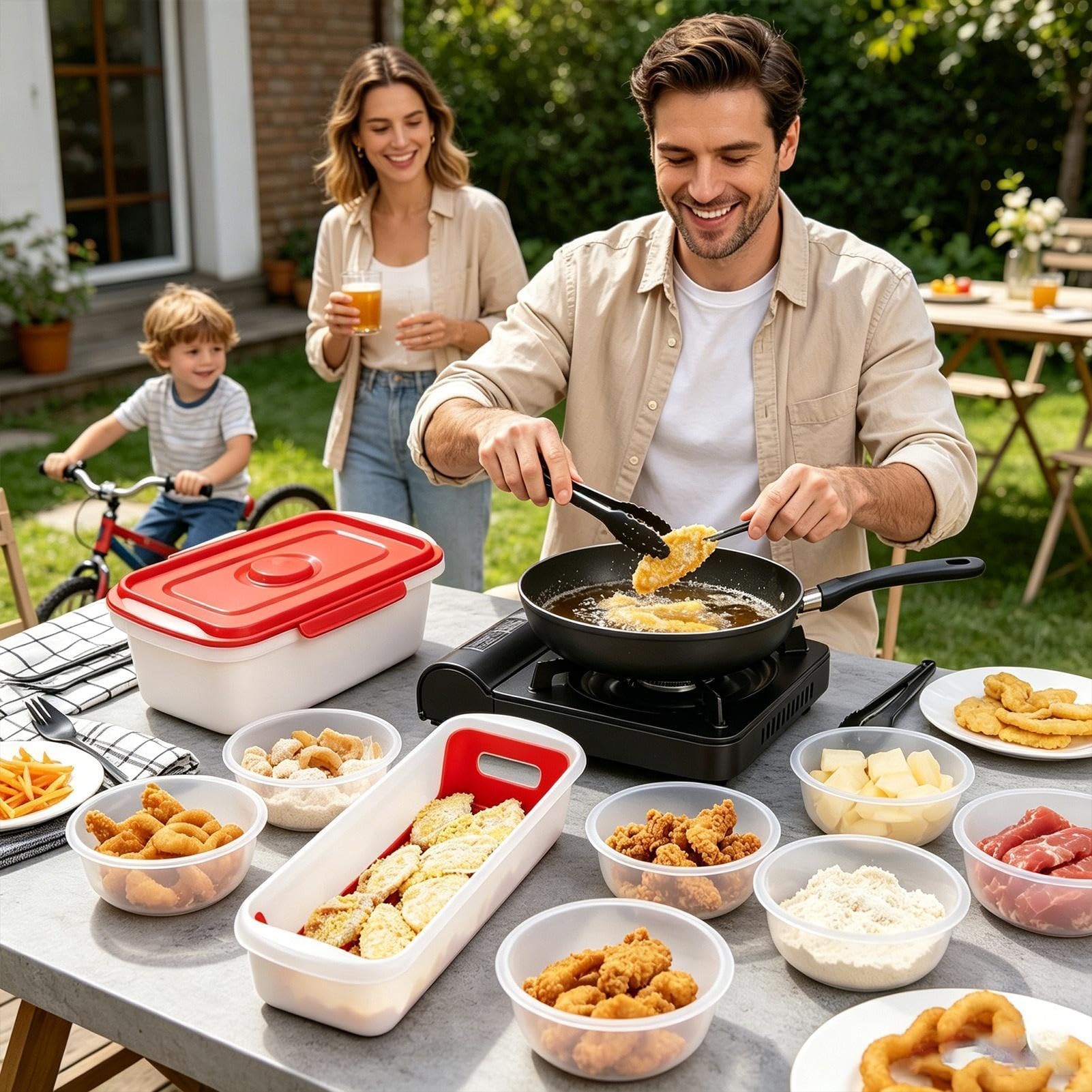 Juego de utensilios de cocina multifunción para preparar masa, 2 piezas | Tapa de cuenco para hornear pescado para aros de cebolla, alitas de pollo, restaurante, cocina y