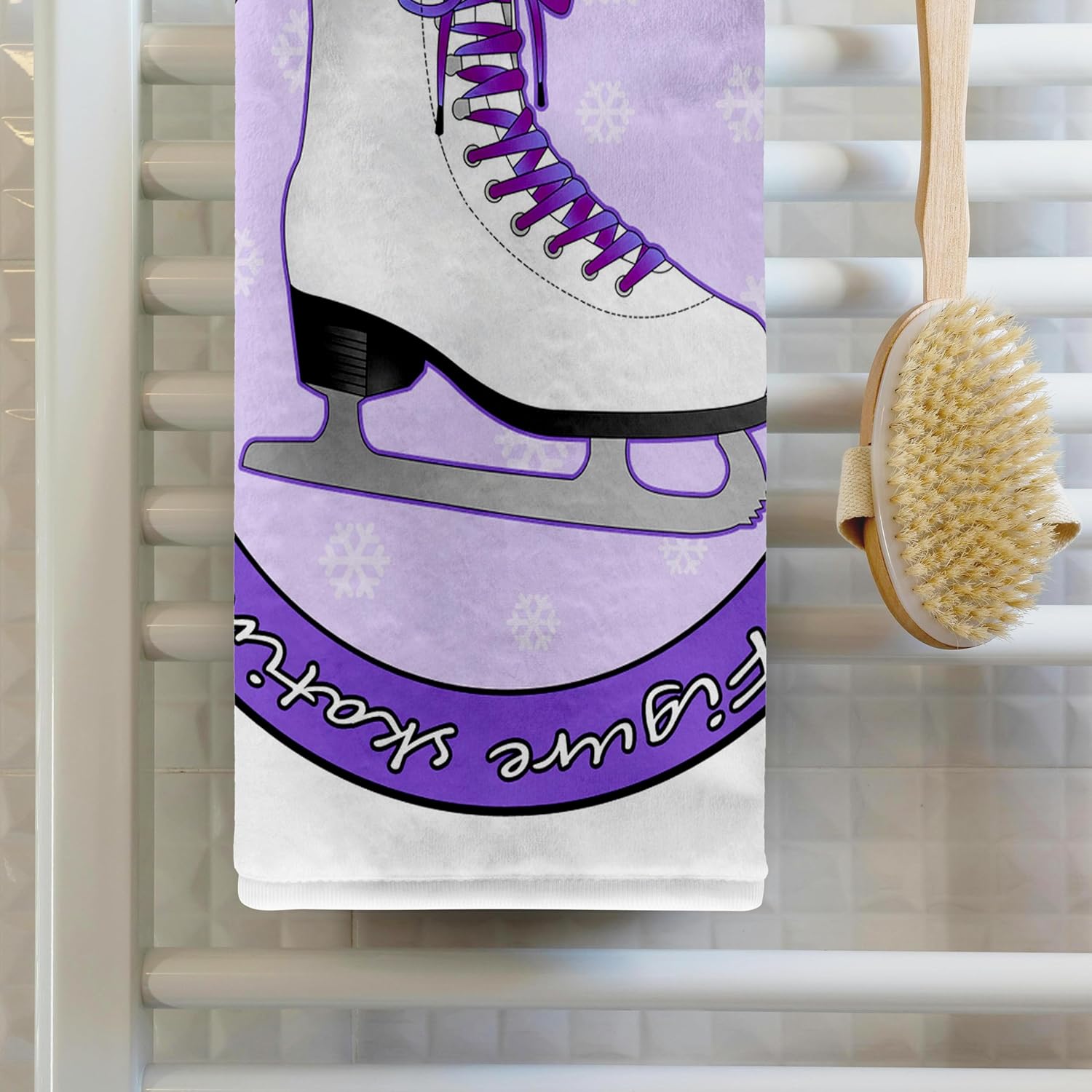 3dRose Figure Skating Girls Rule Purple Skate 22x30 Bath Hand Pool Towel