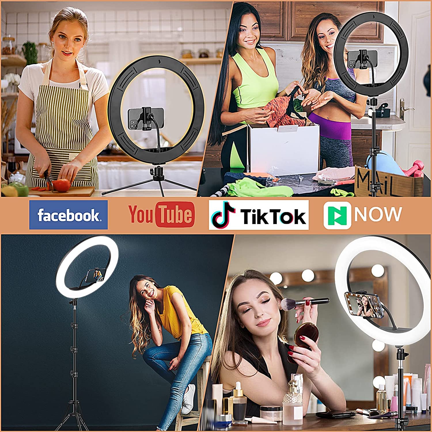 Buy 10 inch Ring Light with Floor Tripod and Desk Stand(Ringlight Kit