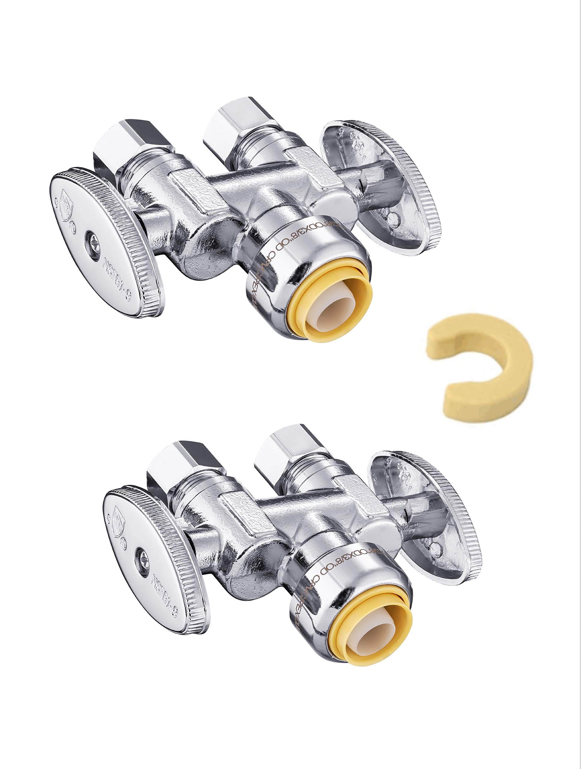 2Pcs EFIELD 1/2"Push x Dual 3/8"OD Straight Stop Valve(PF-VALVE039-2)